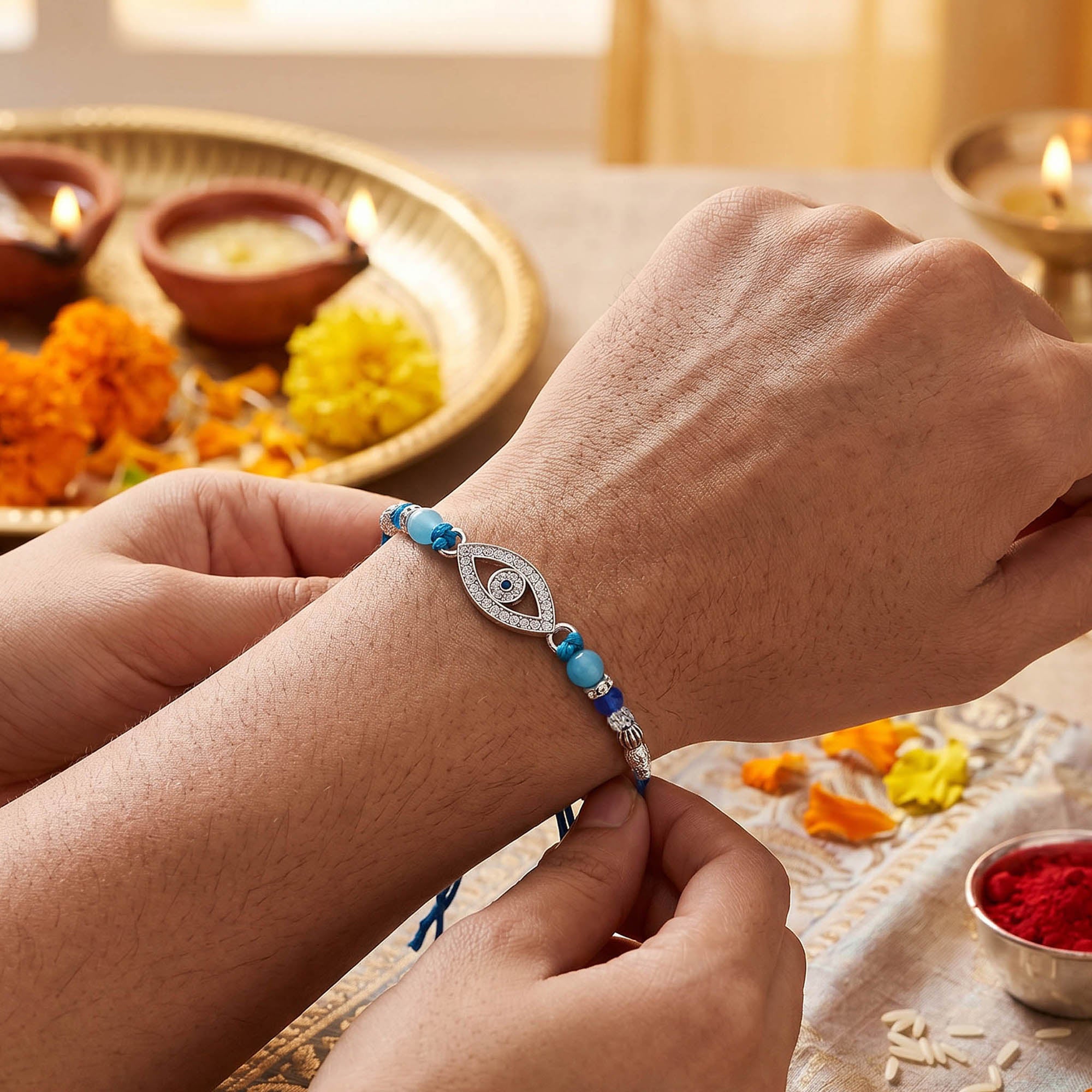 Beaded Evil Eye Thread Rakhi