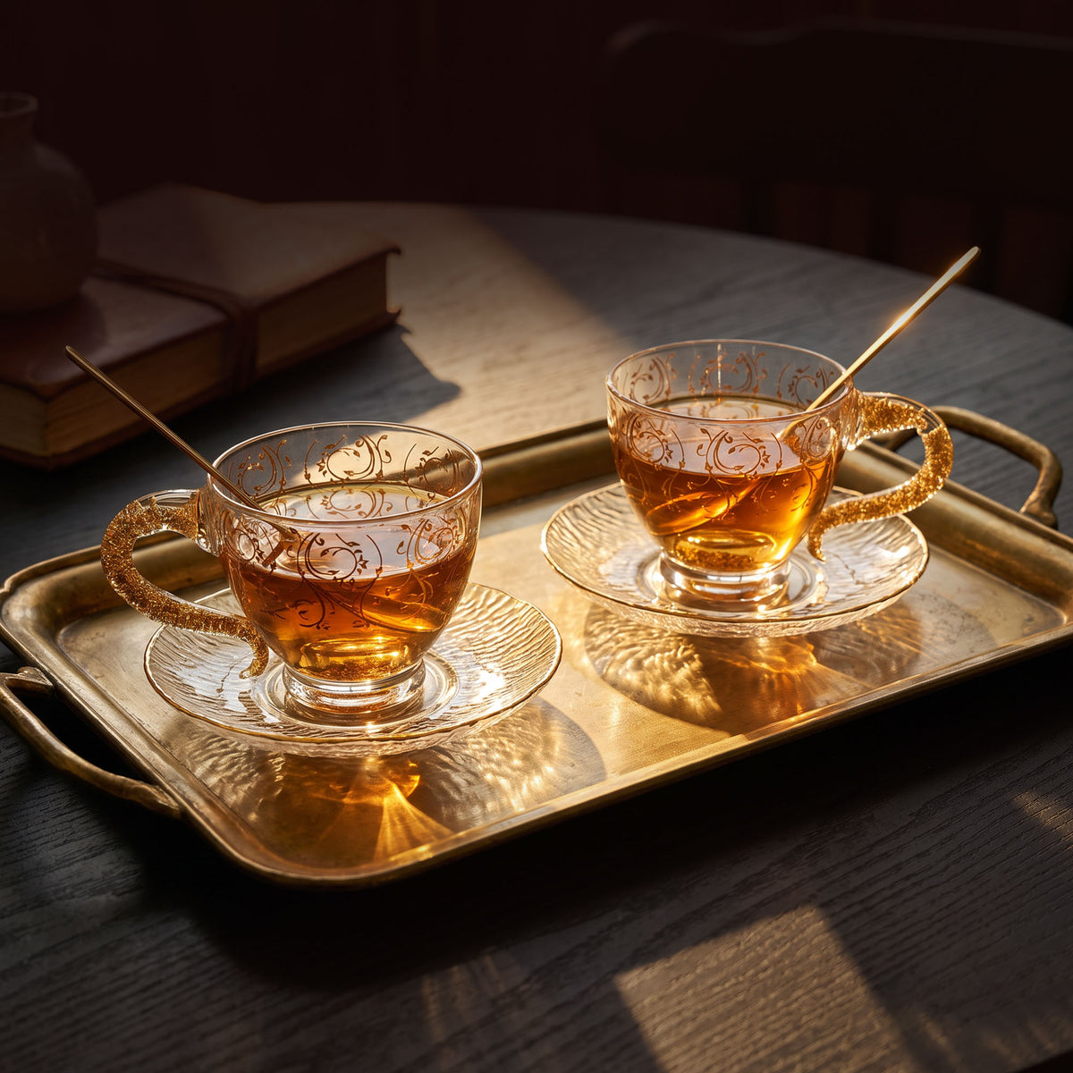 Gold Foiled Cup Saucer Set