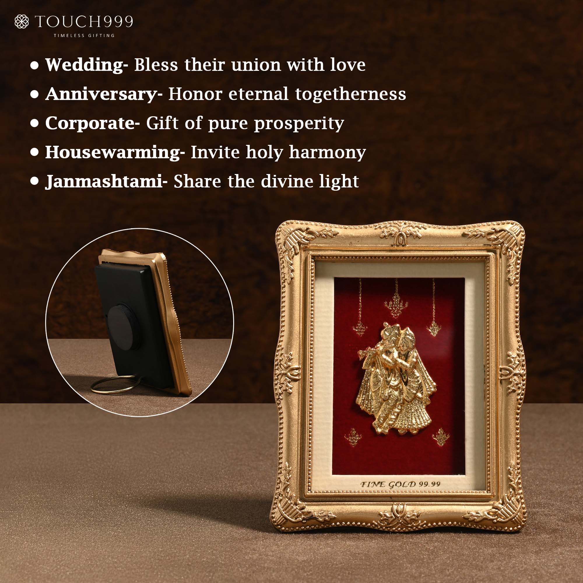 Radha Krishna 24K Gold Foil Frame