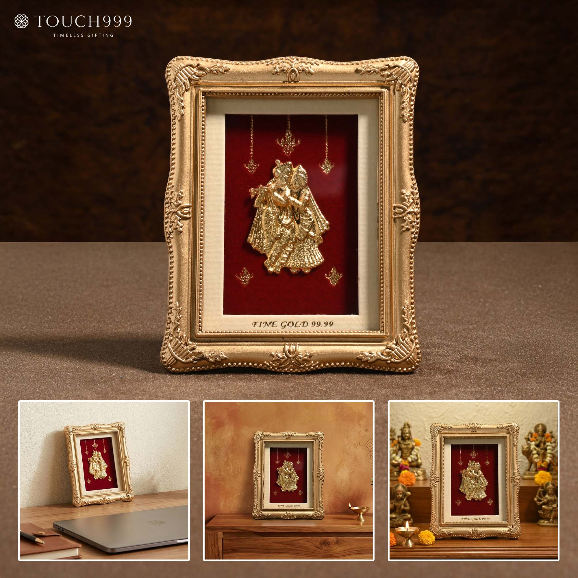 Radha Krishna 24K Gold Foil Frame