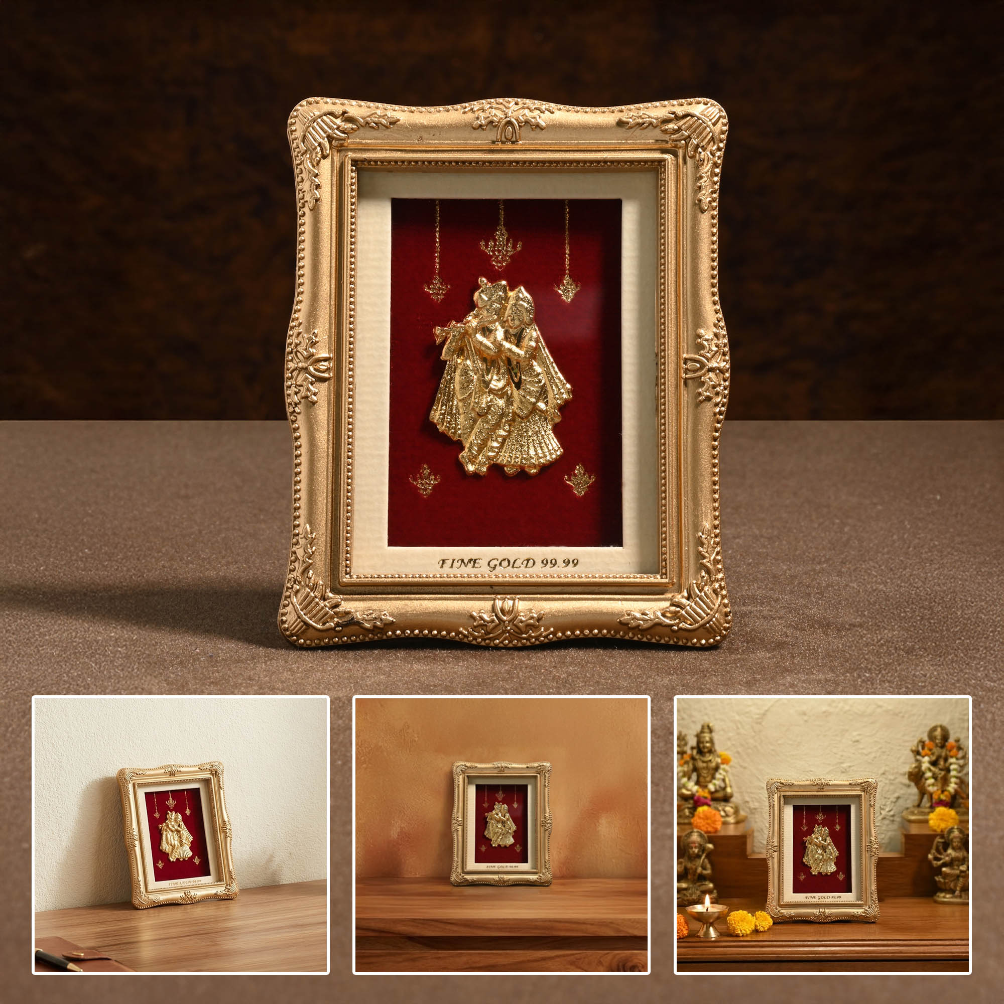 Radha Krishna 24K Gold Foil Frame