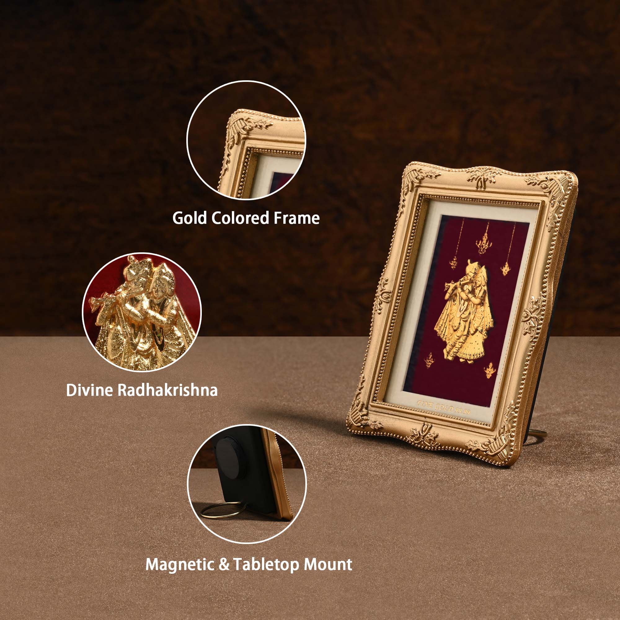 Radha Krishna 24K Gold Foil Frame