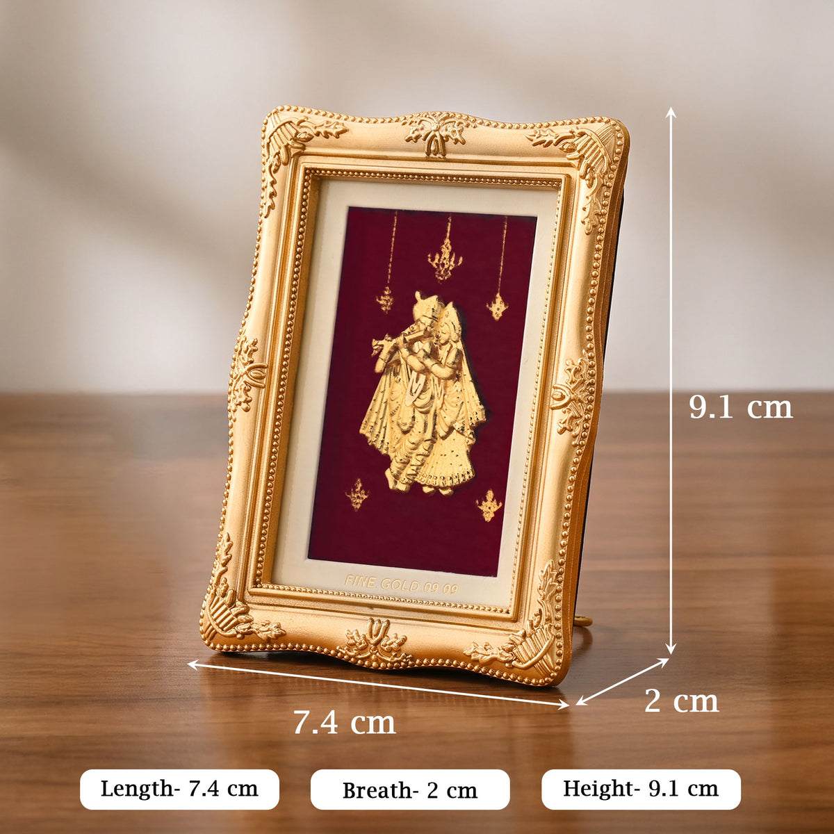 Radha Krishna 24K Gold Foil Frame