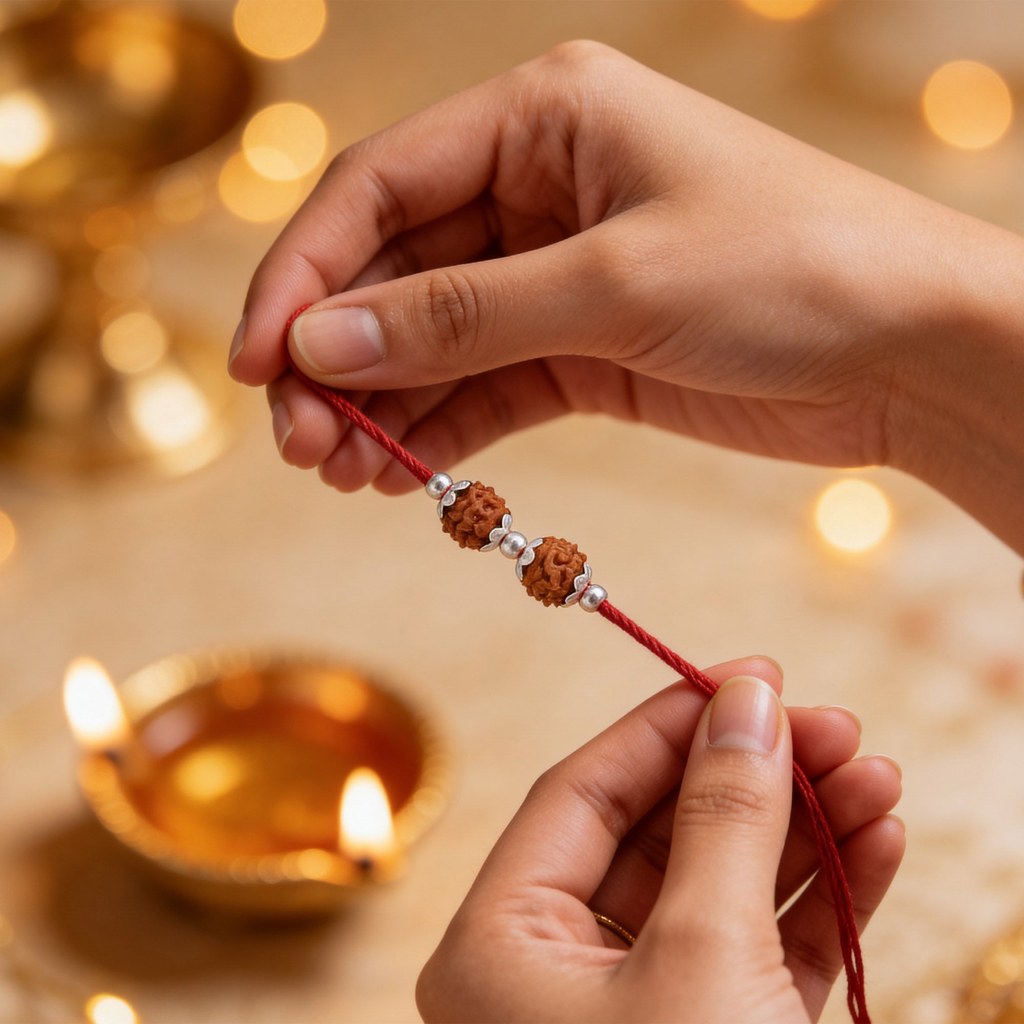 Sacred Twin Rudraksha Rakhi