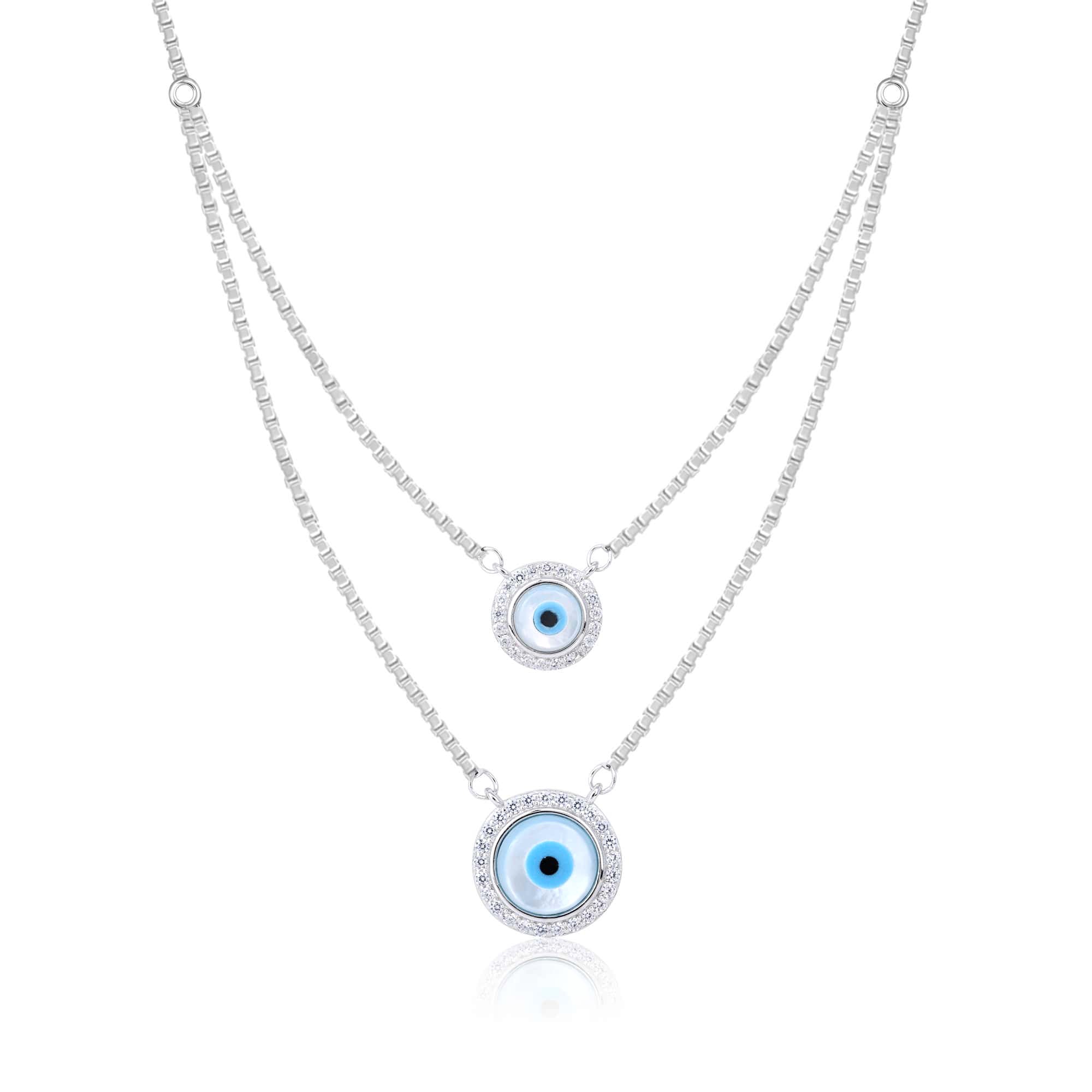Double Layer Evil Eye Necklace Set