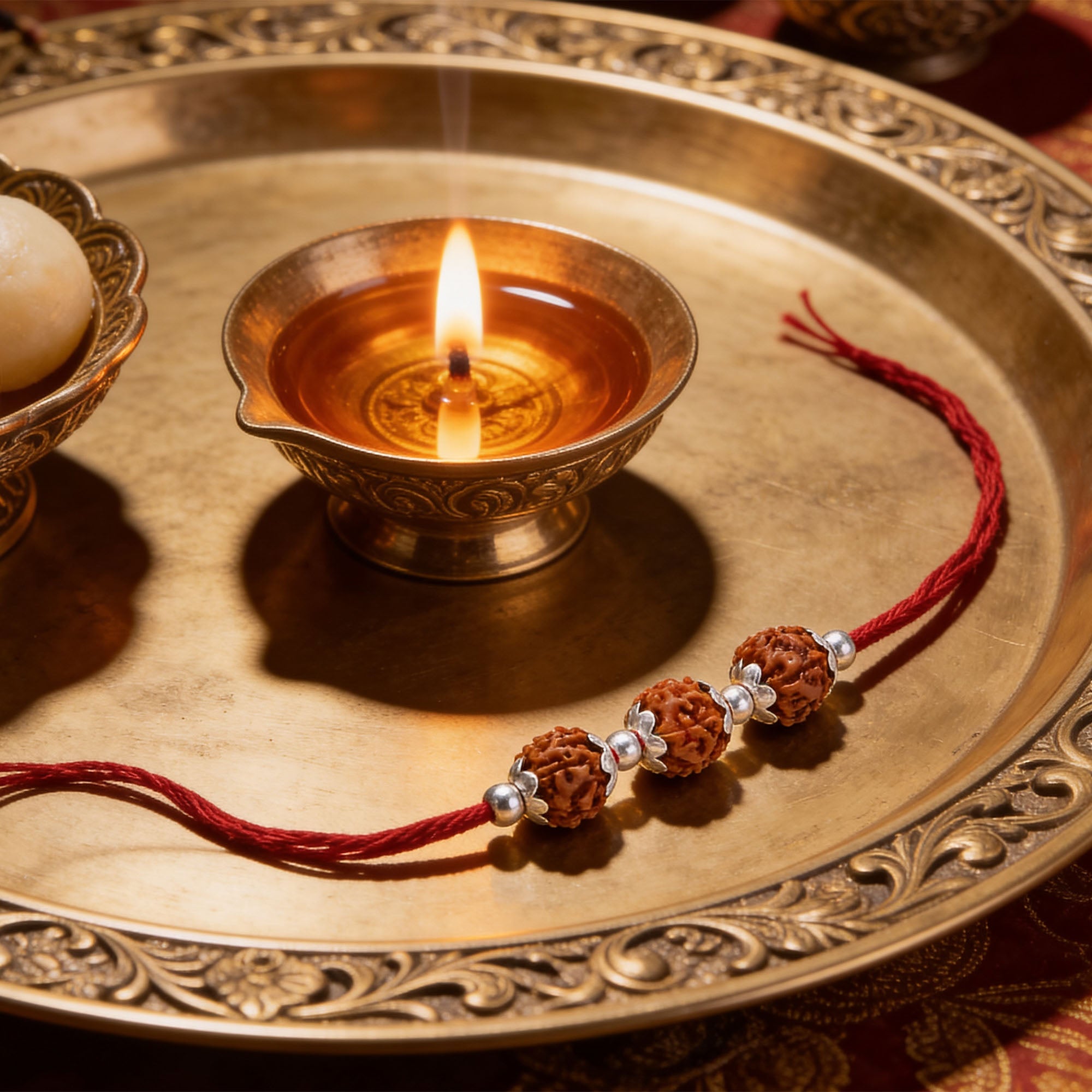 Triple Blessing Rudraksha Rakhi