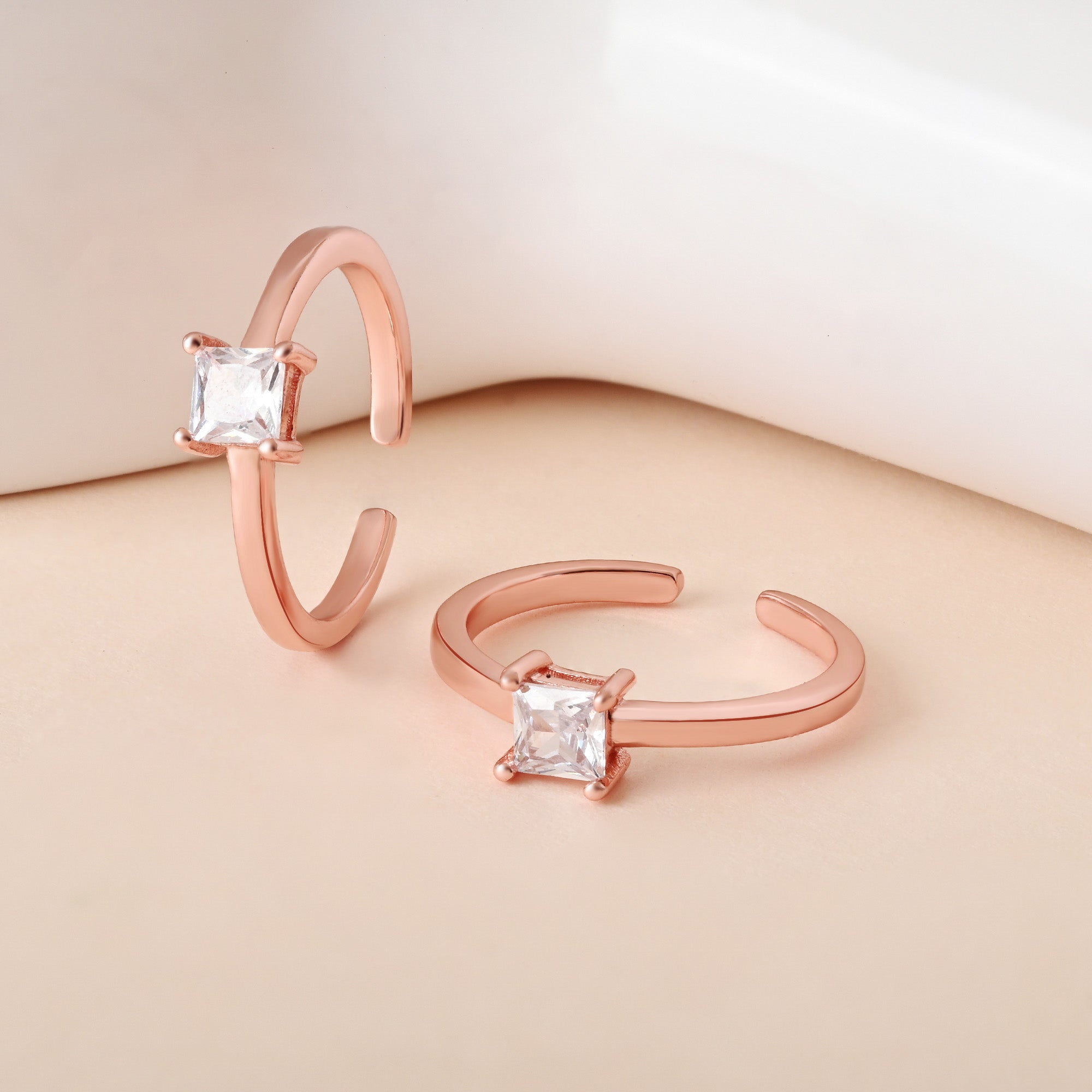 Square CZ Toe Ring