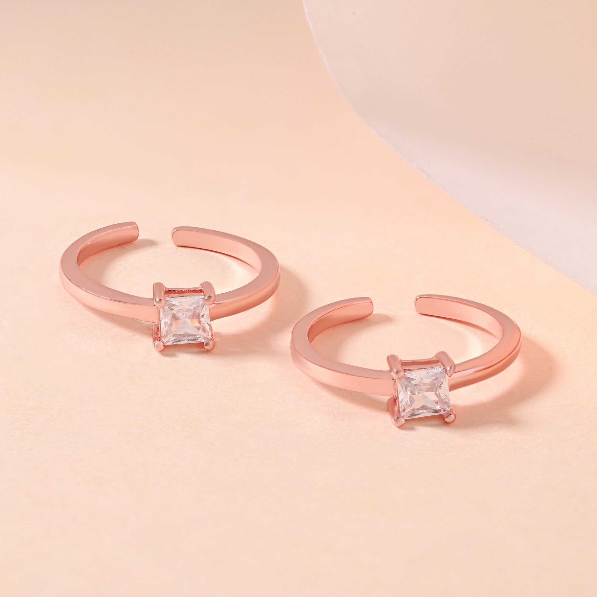 Square CZ Toe Ring