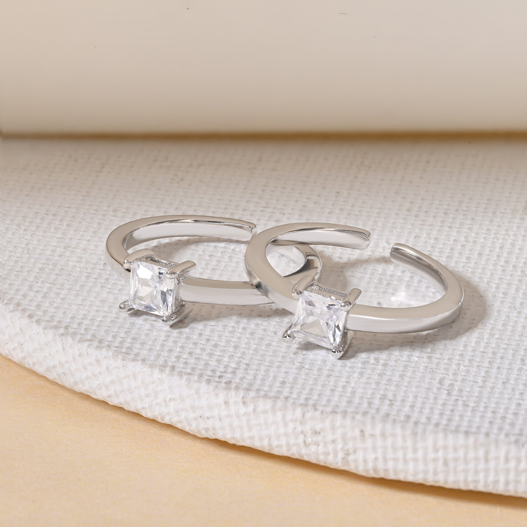 Square CZ Toe Ring