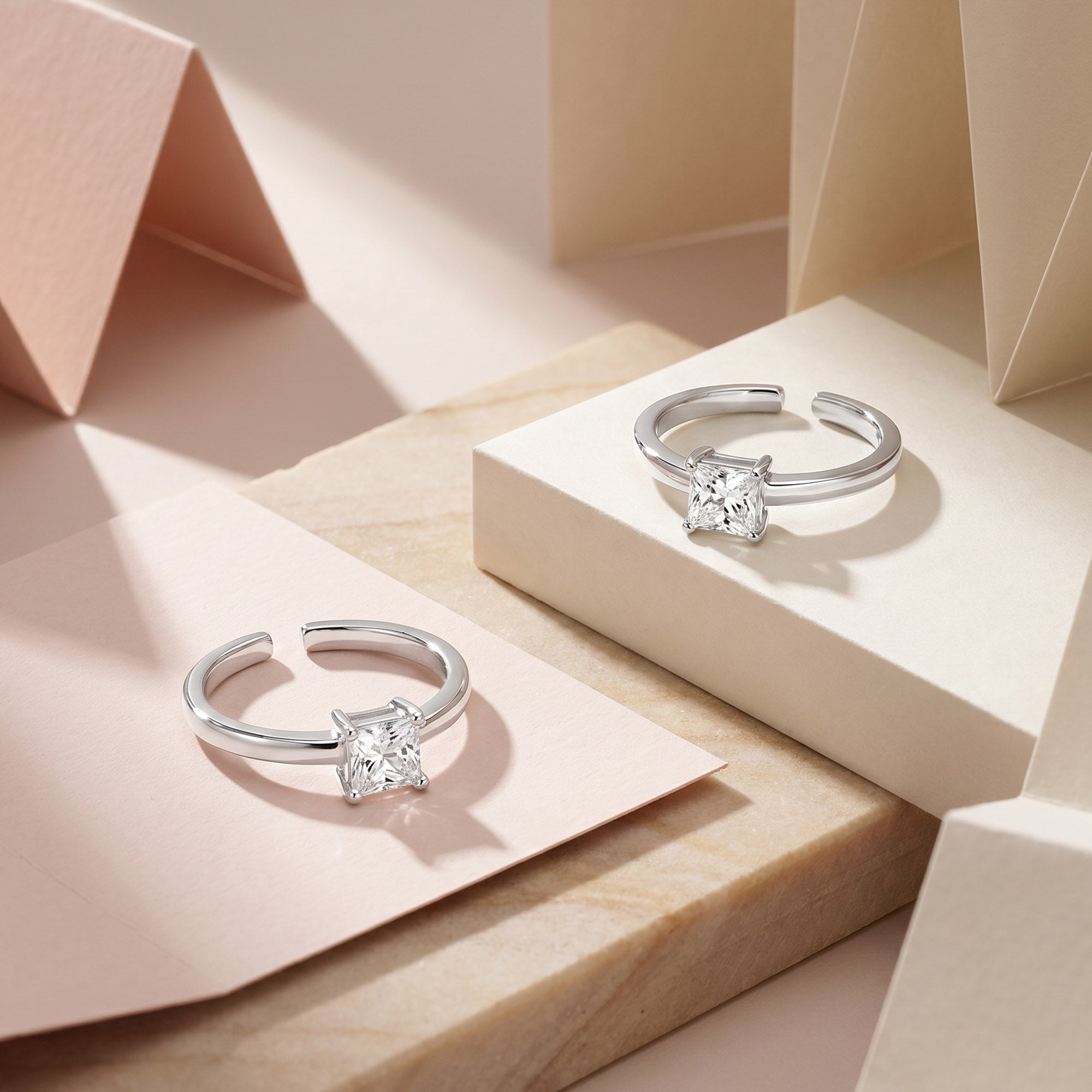 Square CZ Toe Ring