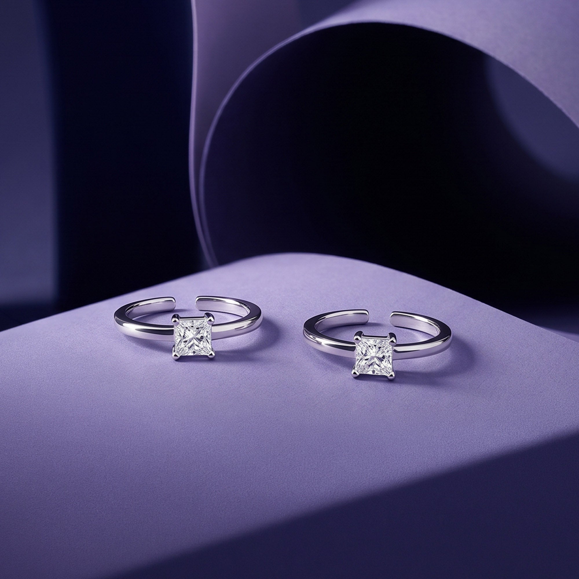 Square CZ Toe Ring