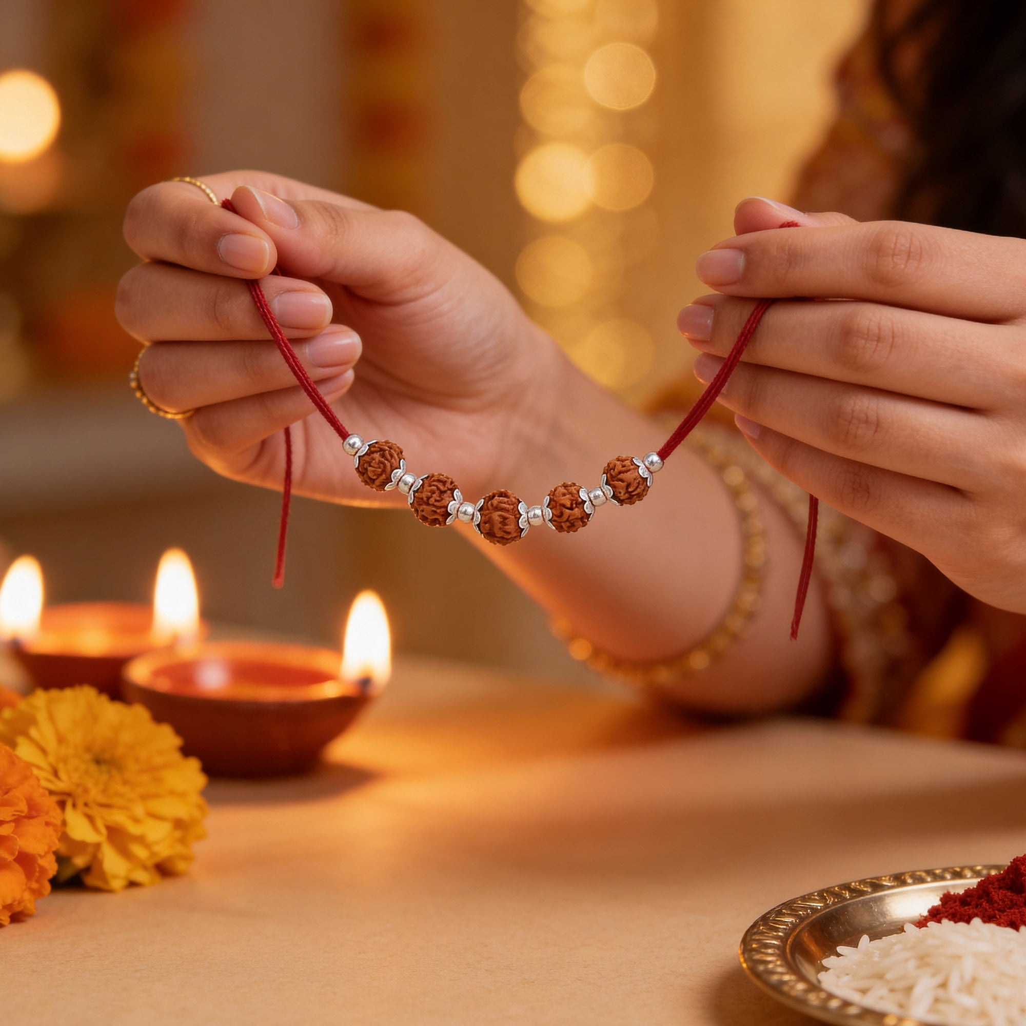 Panch Rudraksha Blessings Rakhi