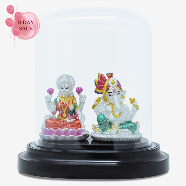 999 Silver Serenity Ganesh Lakshmi Idol - Touch925