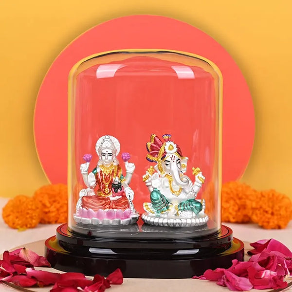 999 Silver Serenity Ganesh Lakshmi Idol - Touch925