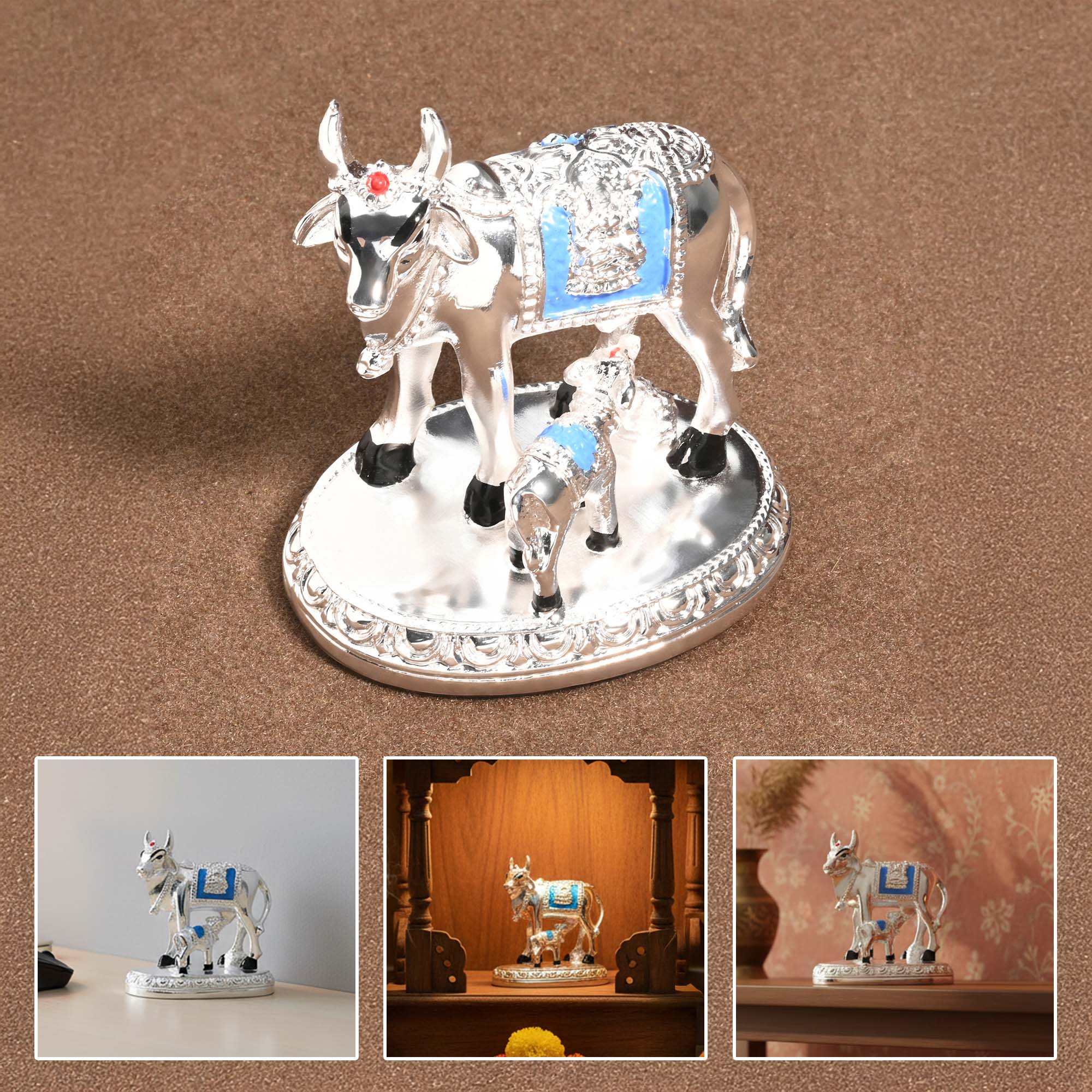 999 Silver Kamdhenu Showpiece