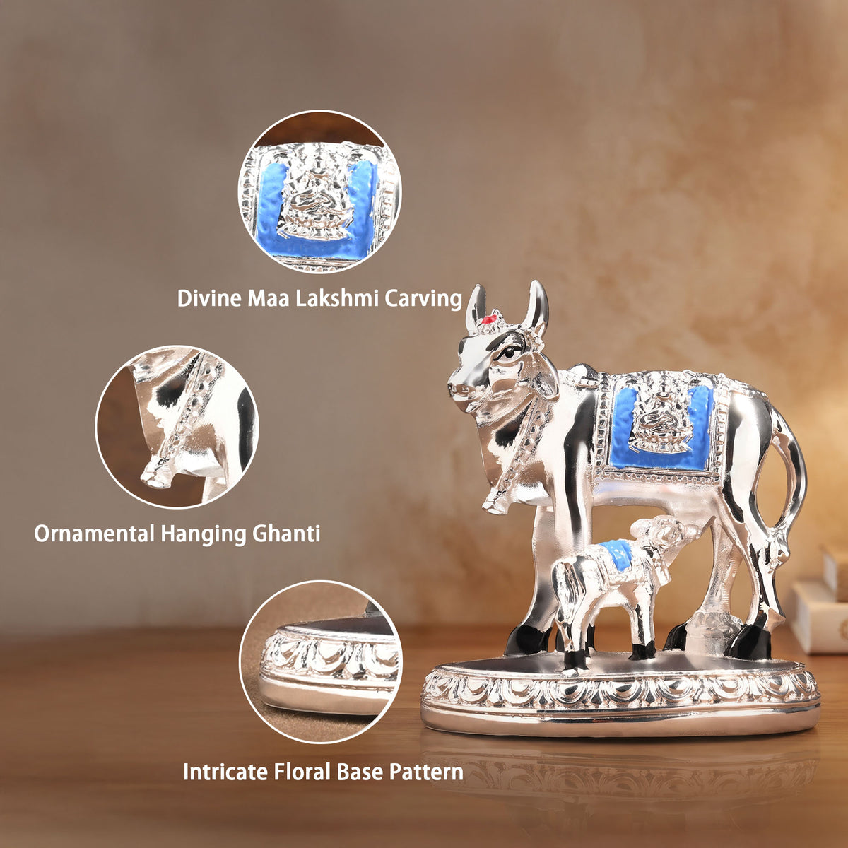 999 Silver Kamdhenu Showpiece