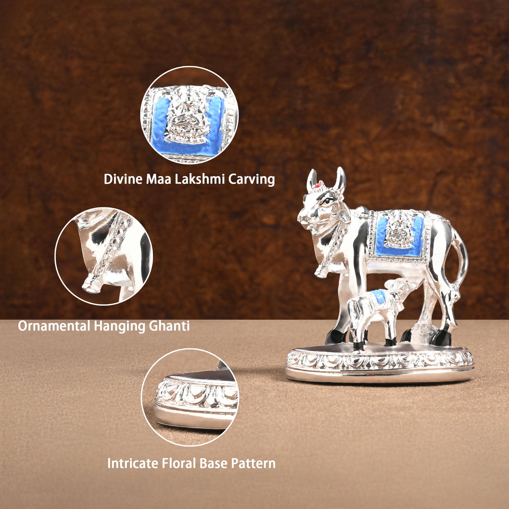 999 Silver Kamdhenu Showpiece