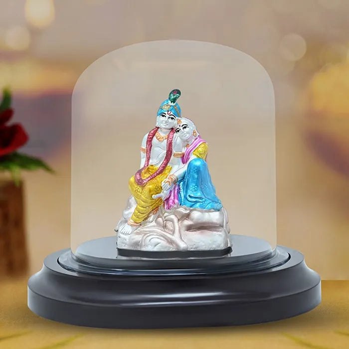 999 Silver Radiant Radha Krishna Idol - Touch925