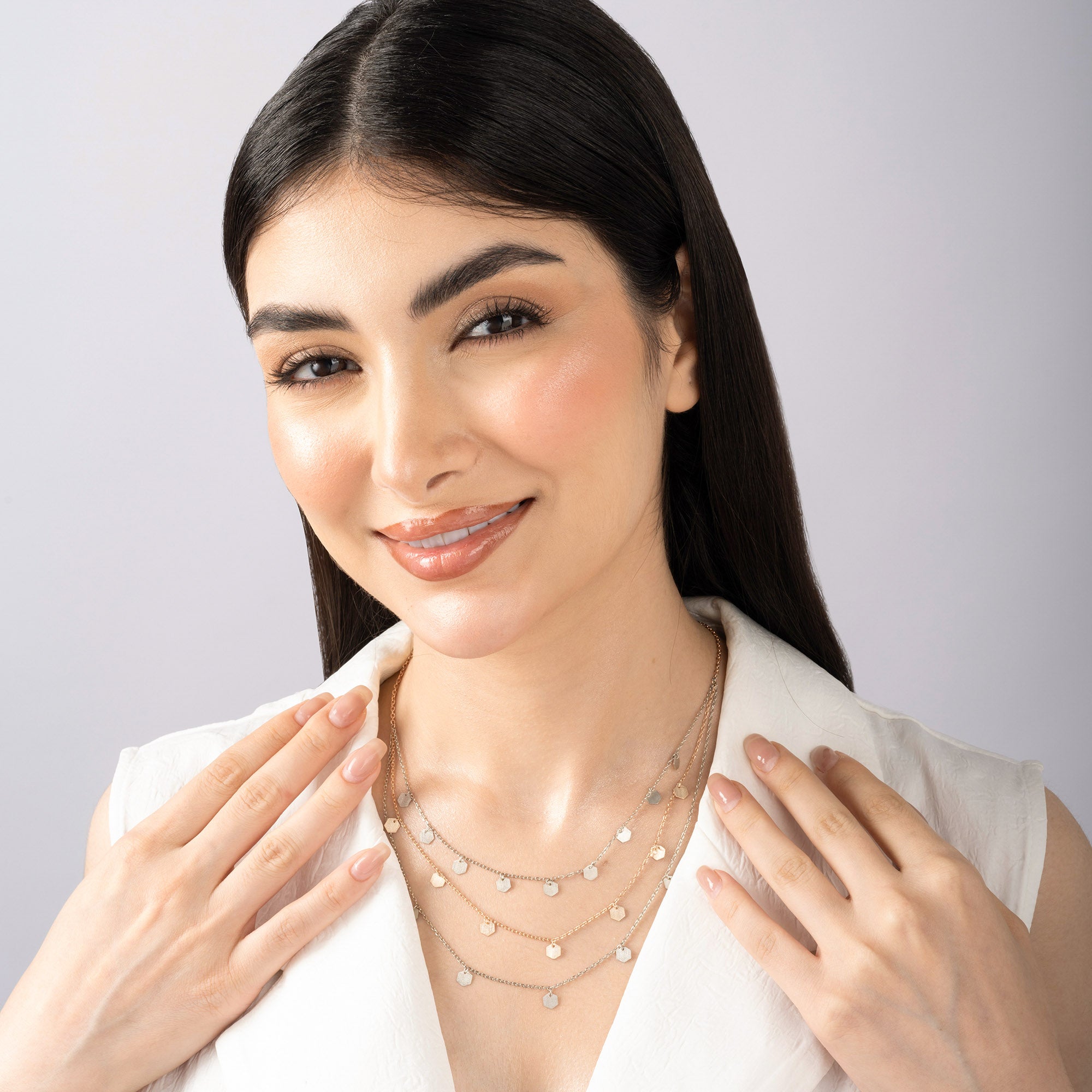Hexa Charm Silver Necklace