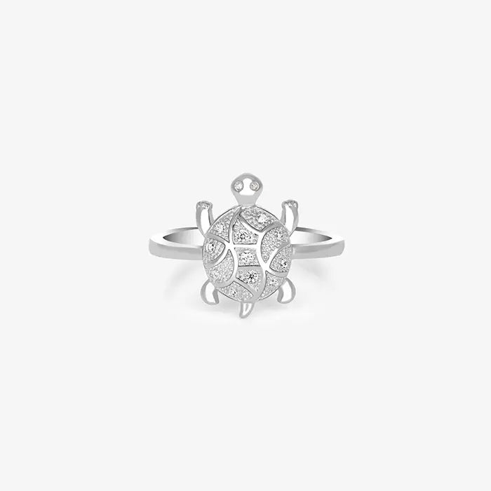 Asymmetrical Silver Tortoise Ring - Touch925