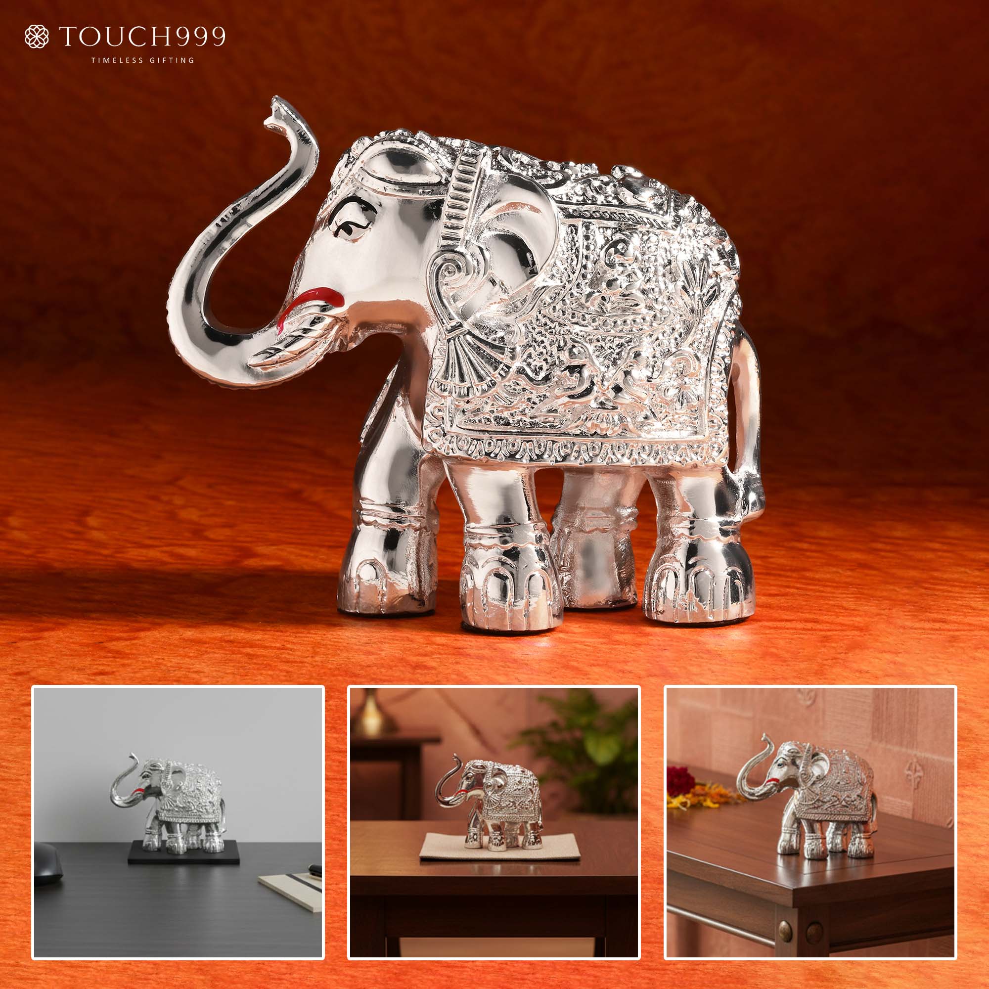 999 Silver Elephant Showpiece