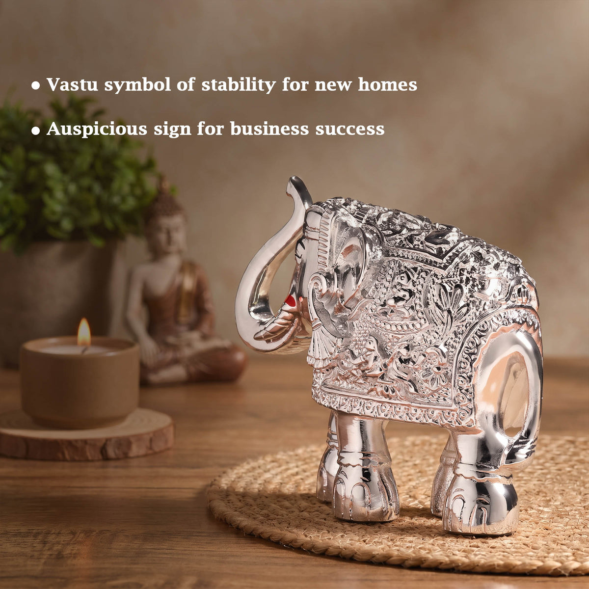 999 Silver Elephant Showpiece