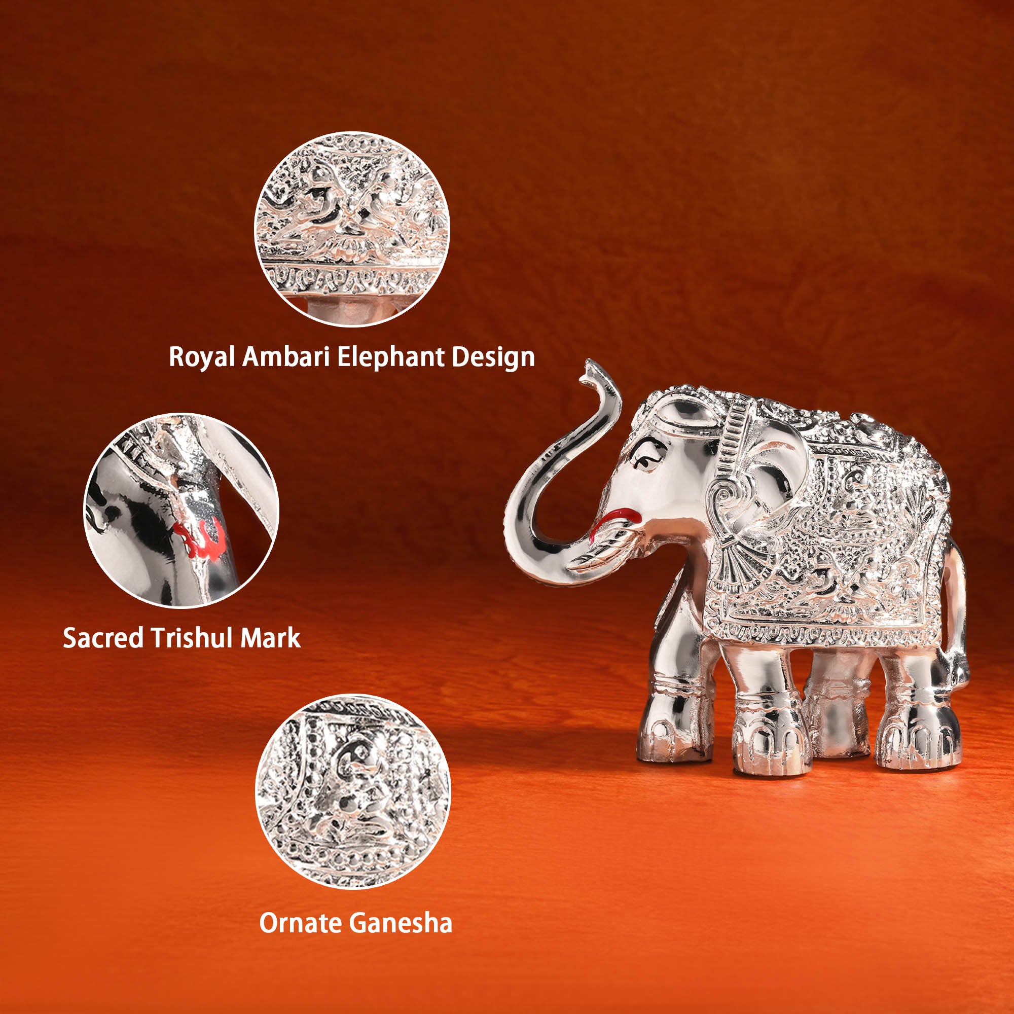 999 Silver Elephant Showpiece