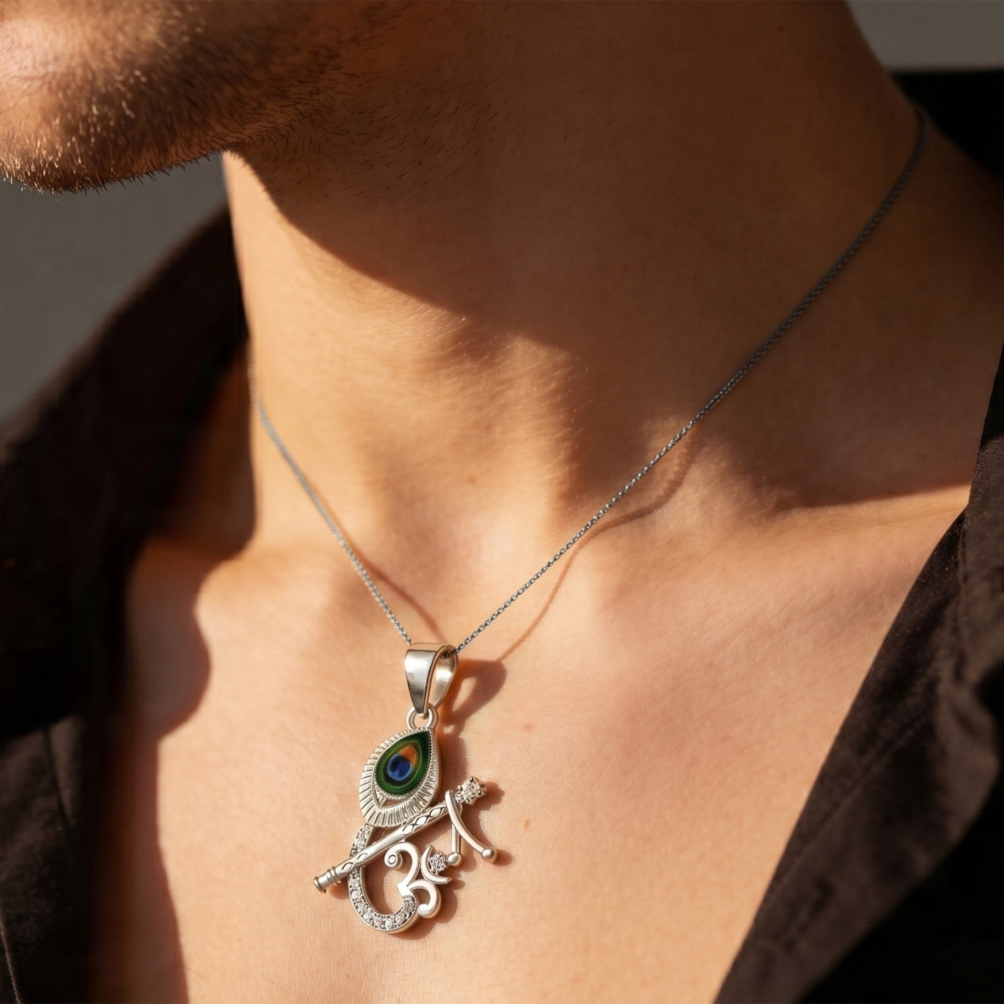 Krishna Om Flute Pendant