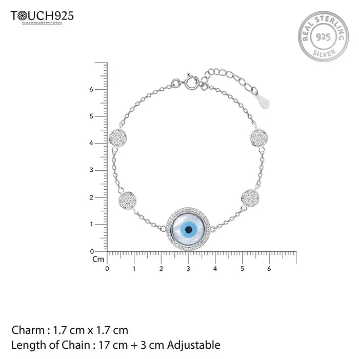 Evil Eye Circular Silver Bracelet - Touch925