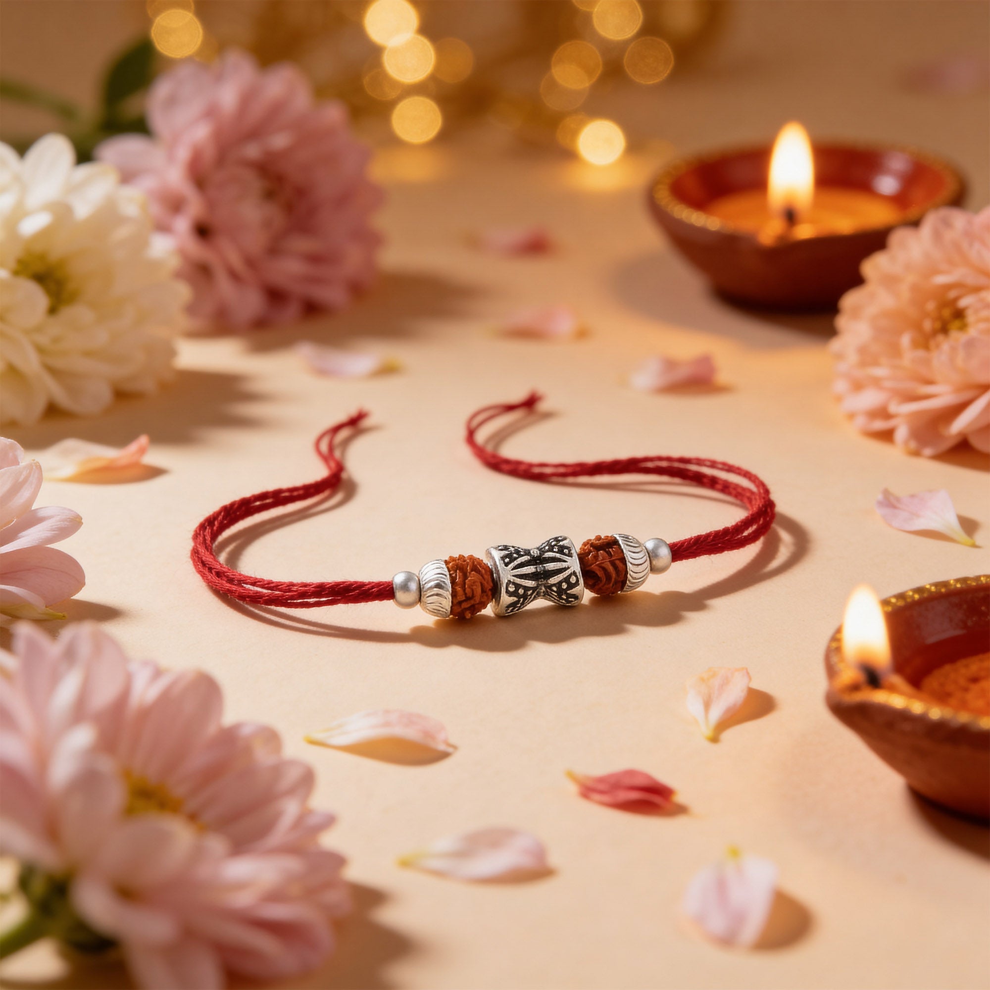 Silver Rudraksha Dumroo Rakhi