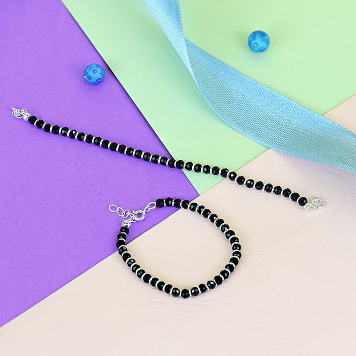 Black Bead Nazaria Anklet - Touch925