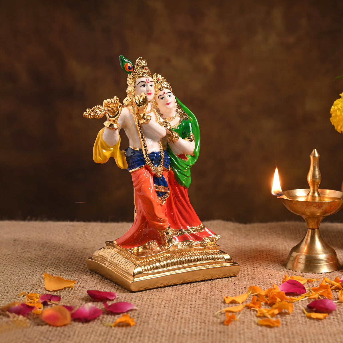 24K Gold Plated Radha Krishna Idol