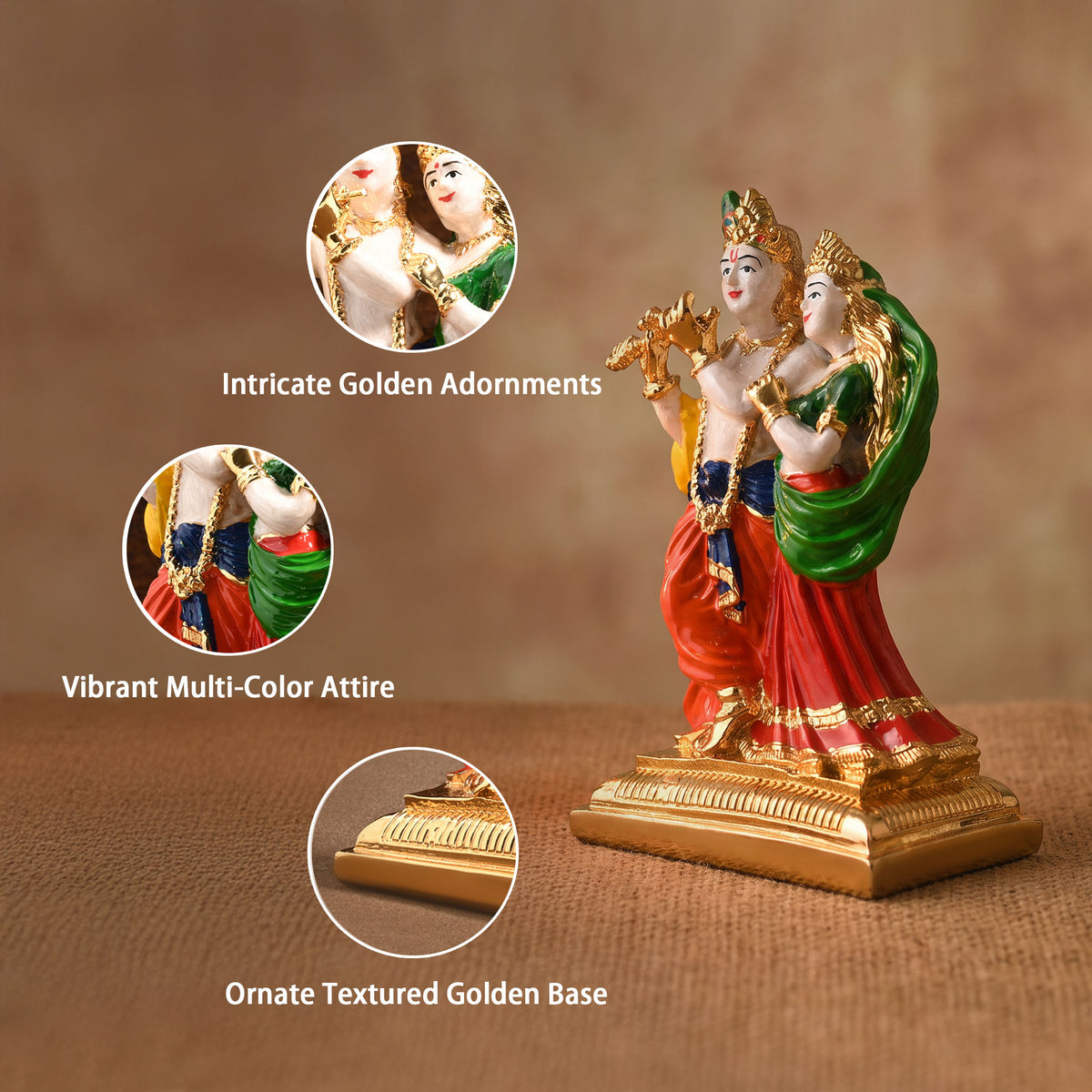 24K Gold Plated Radha Krishna Idol