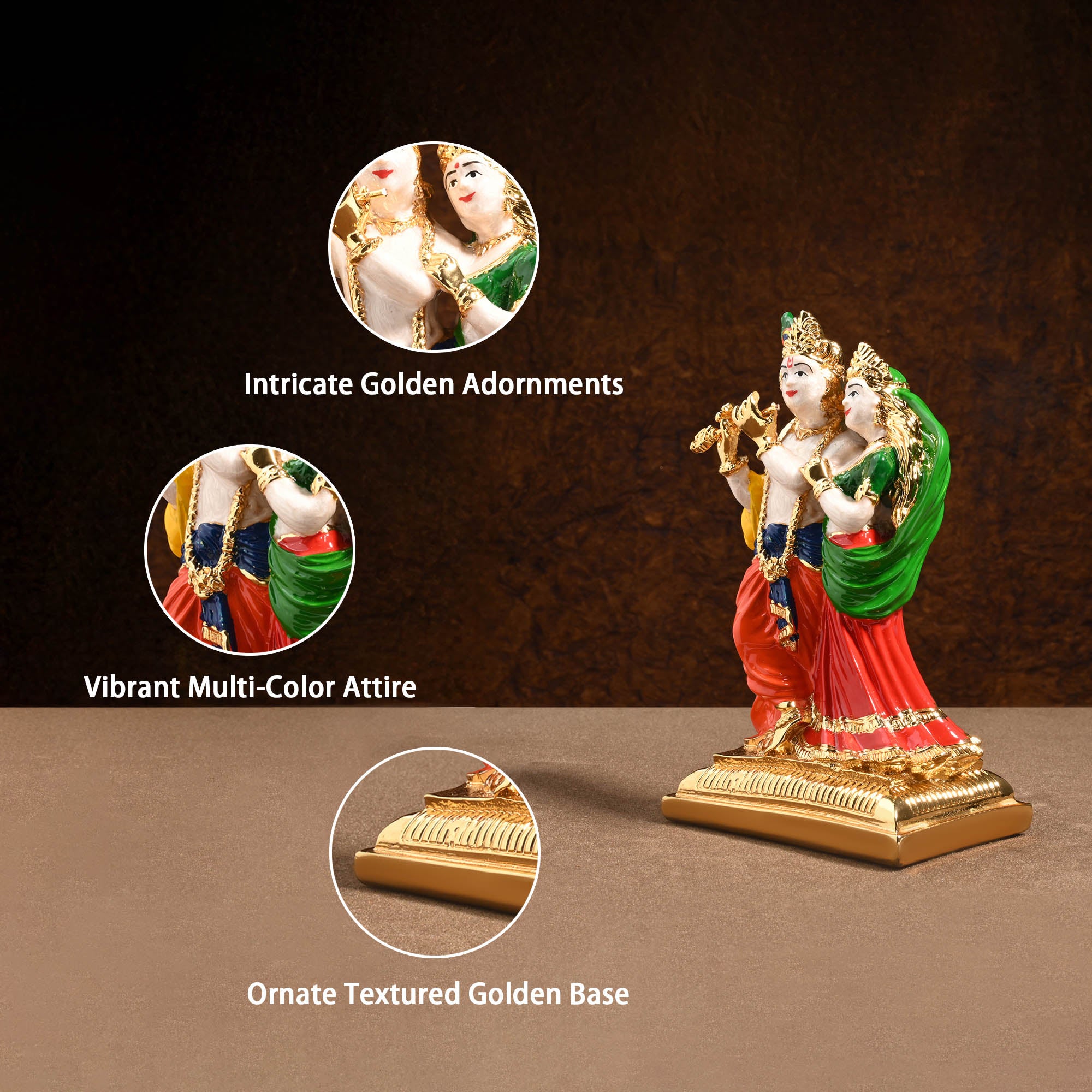 24K Gold Plated Radha Krishna Idol
