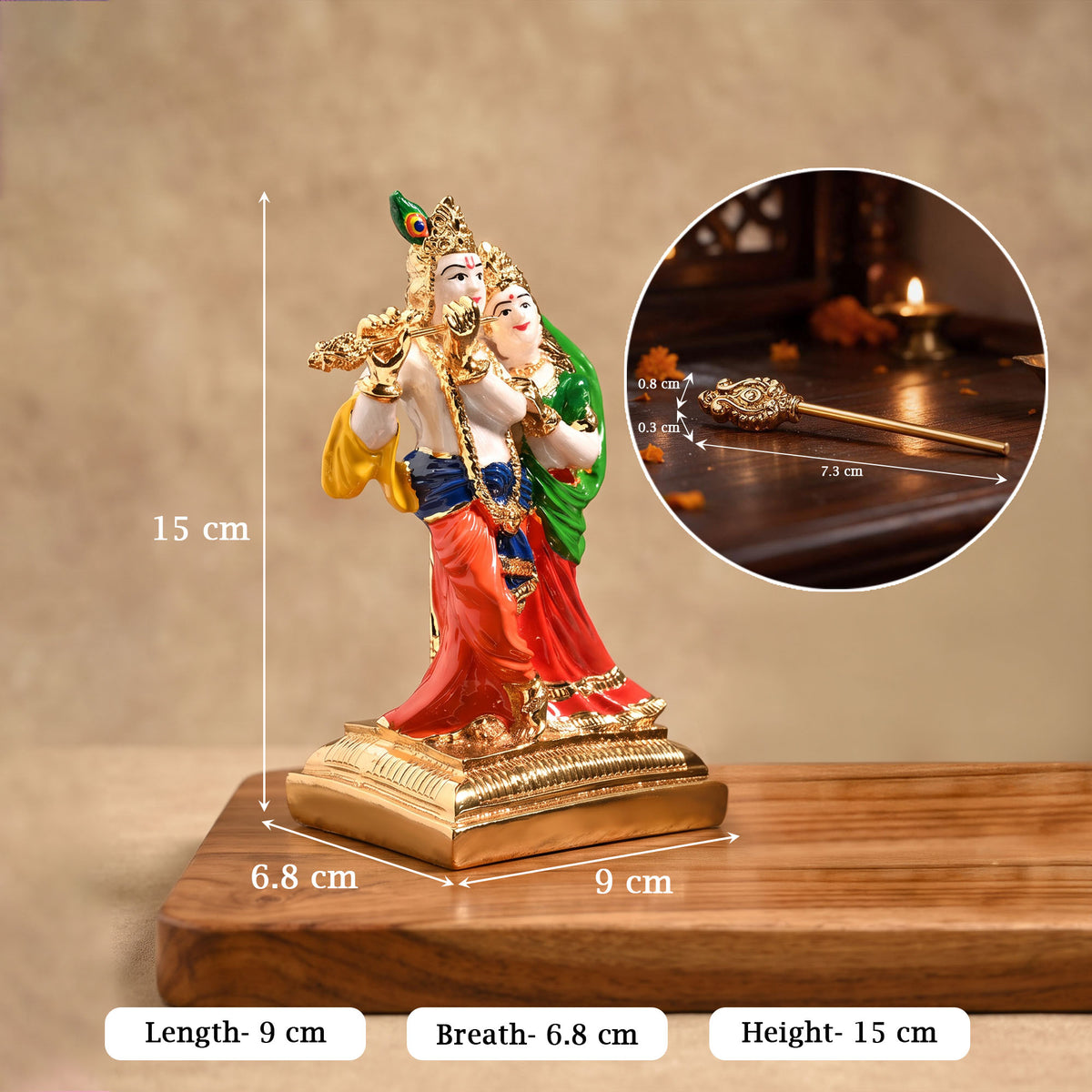 24K Gold Plated Radha Krishna Idol
