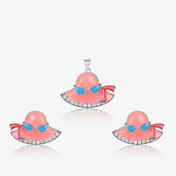 Pink Hat Pendant Set