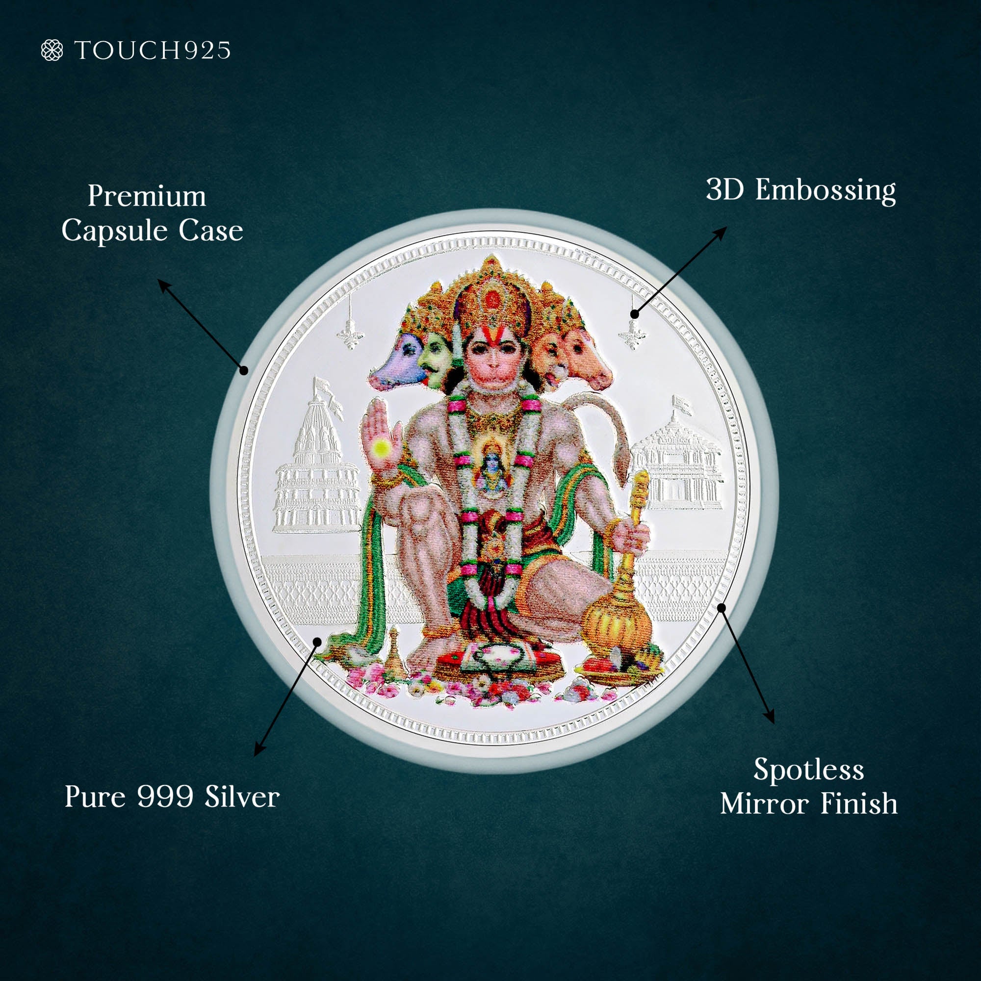 Pure 999 Silver 10g Panchmukhi Hanuman Ji Coin