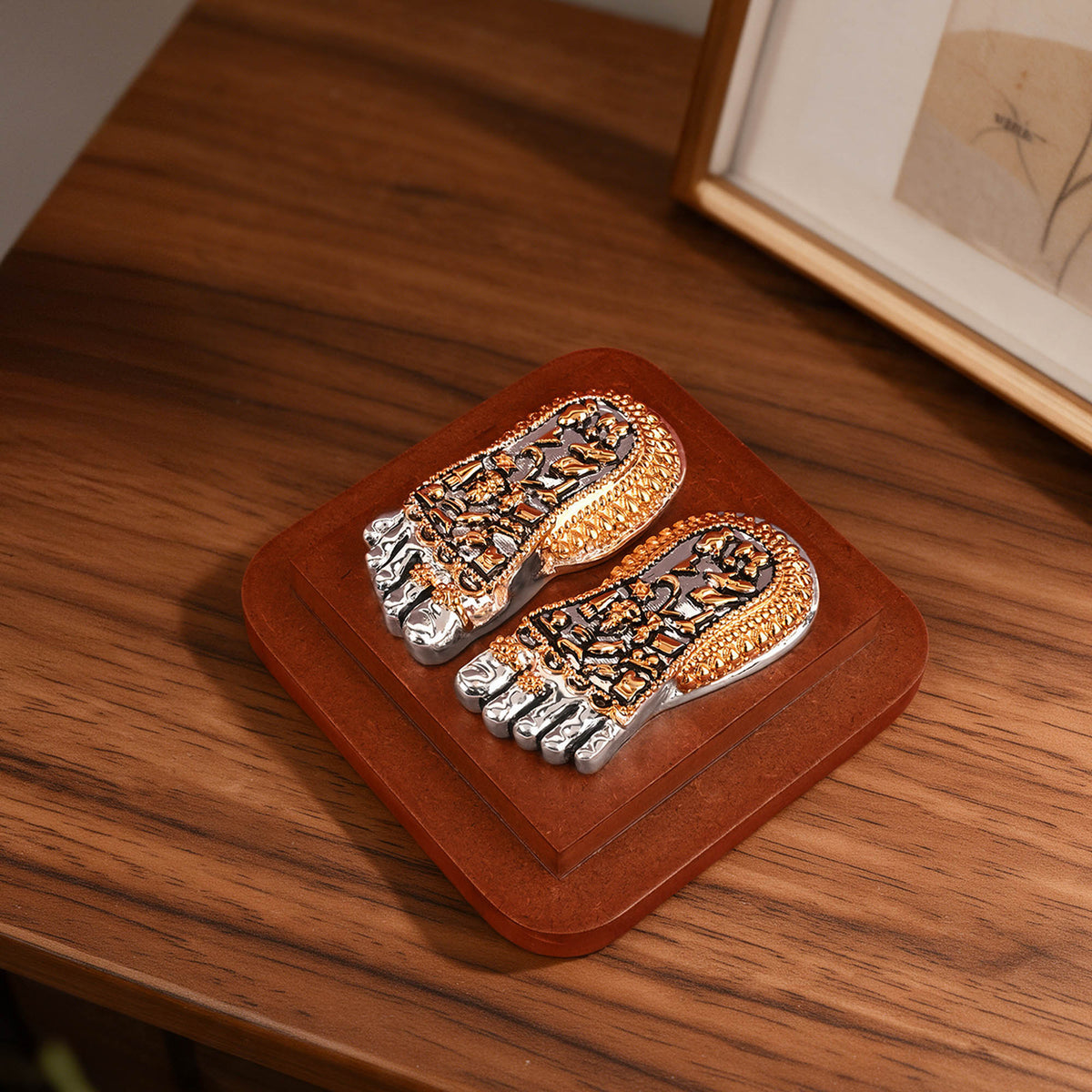 Mahalaxmi Charan 24K & 999 Silver Plated Paduka