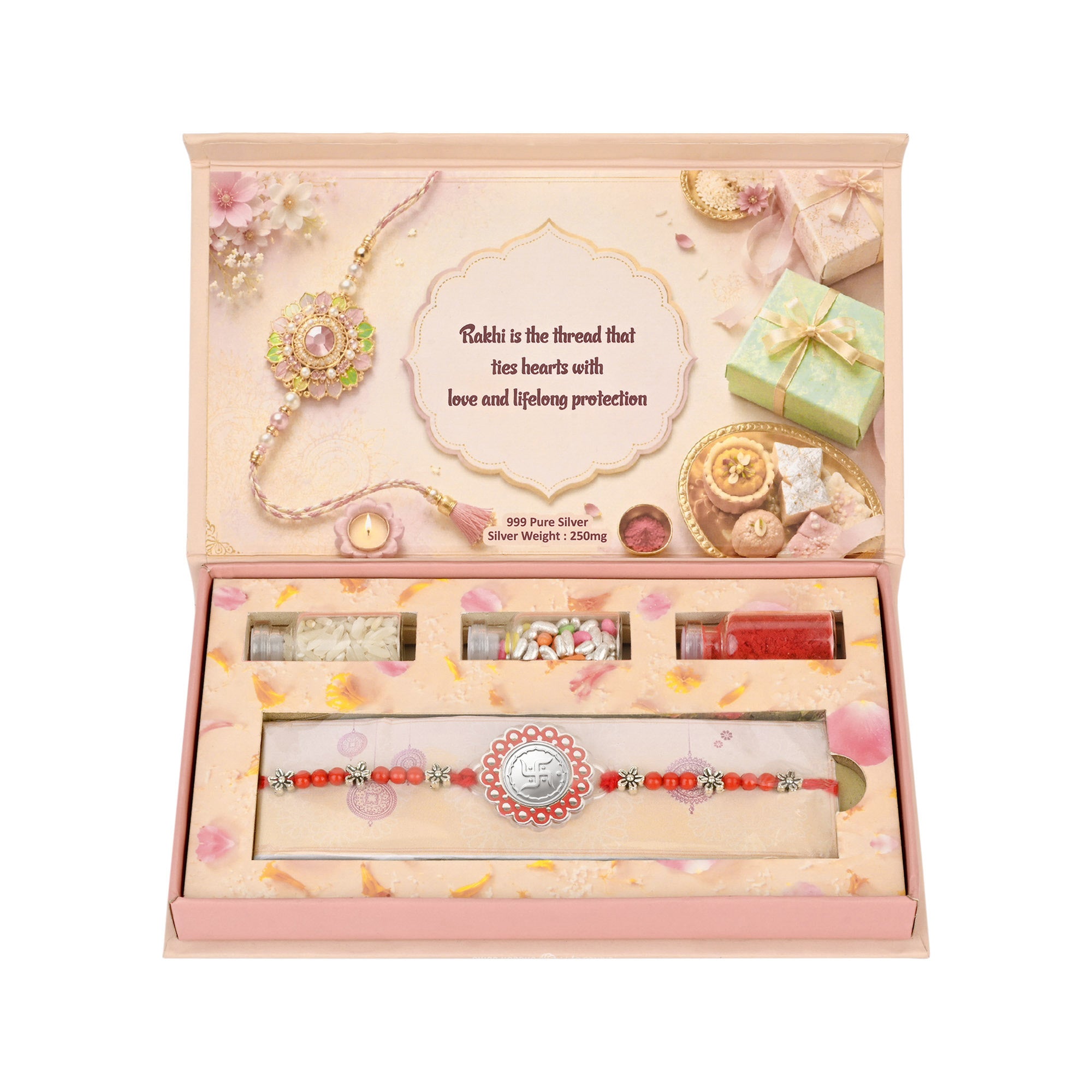 Om Silver Rakhi Gift Box