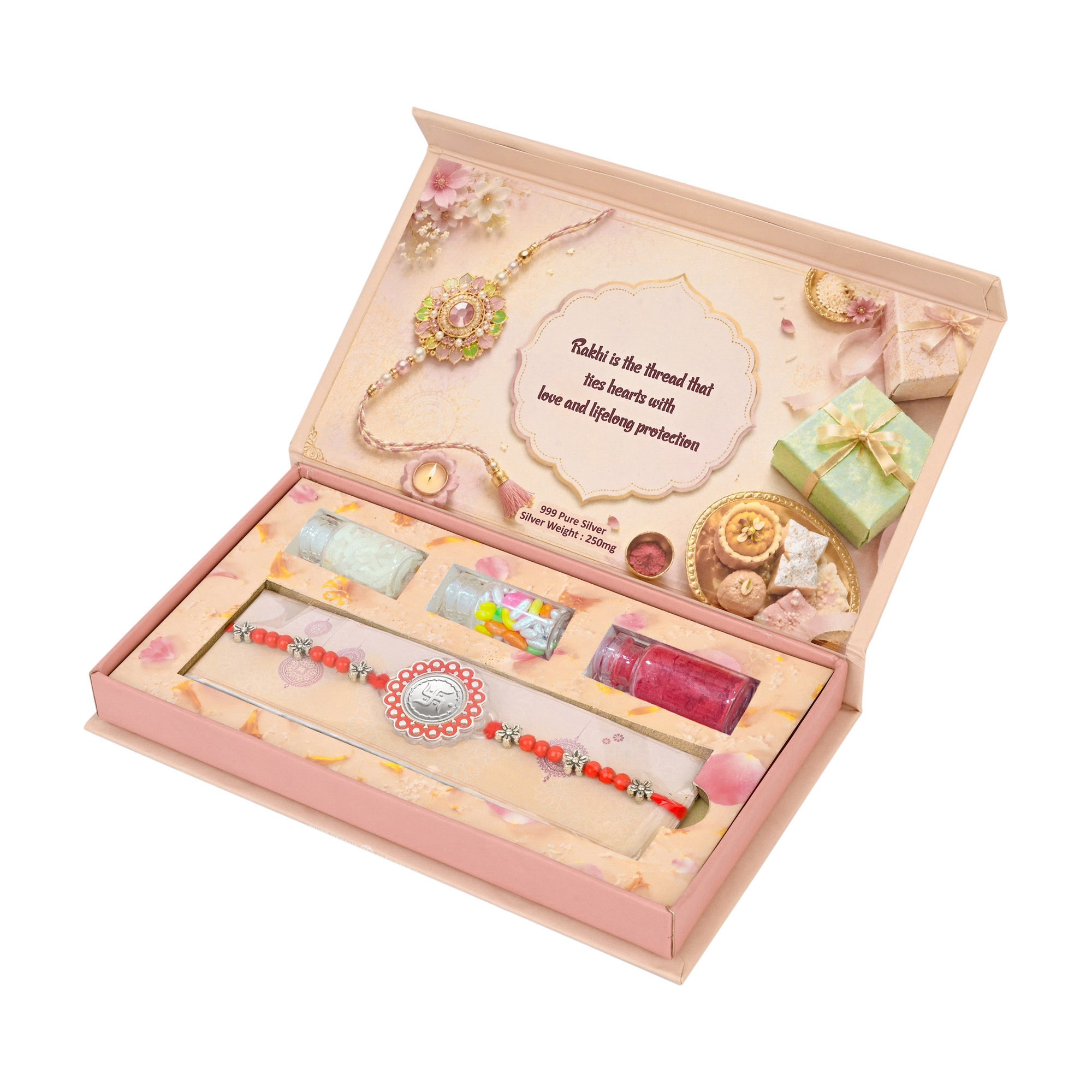 Om Silver Rakhi Gift Box
