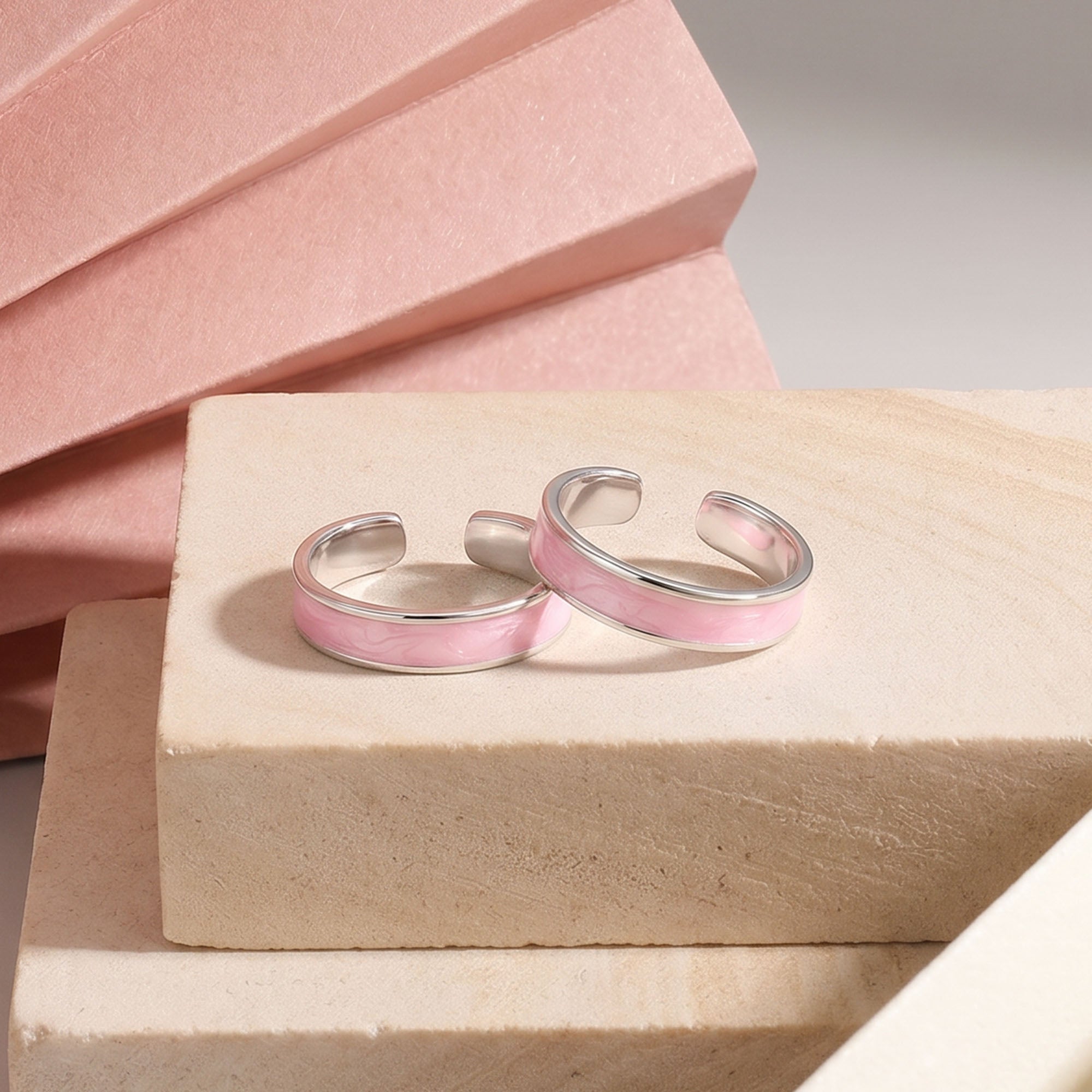 Enamel Band Silver Toe Ring