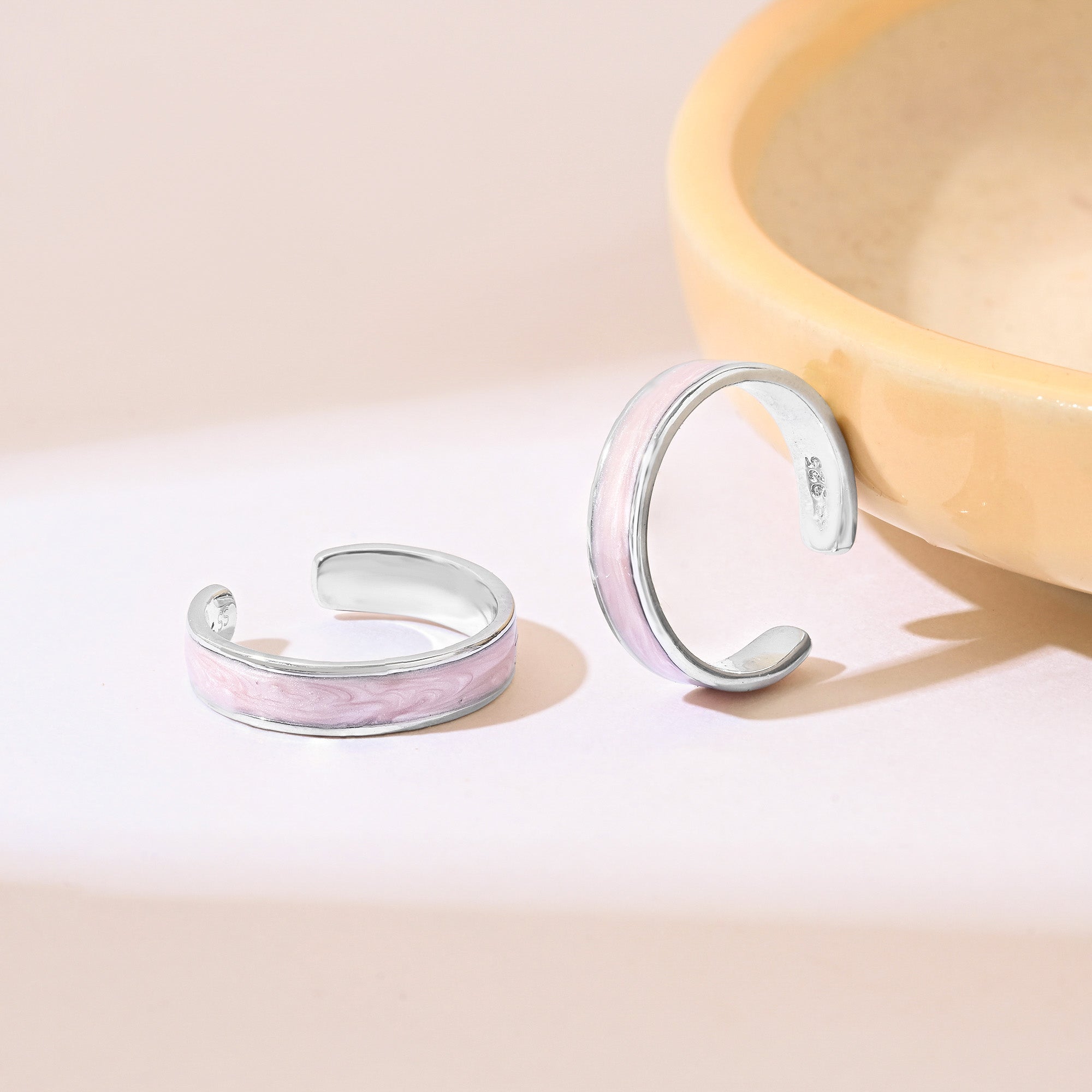 Enamel Band Silver Toe Ring