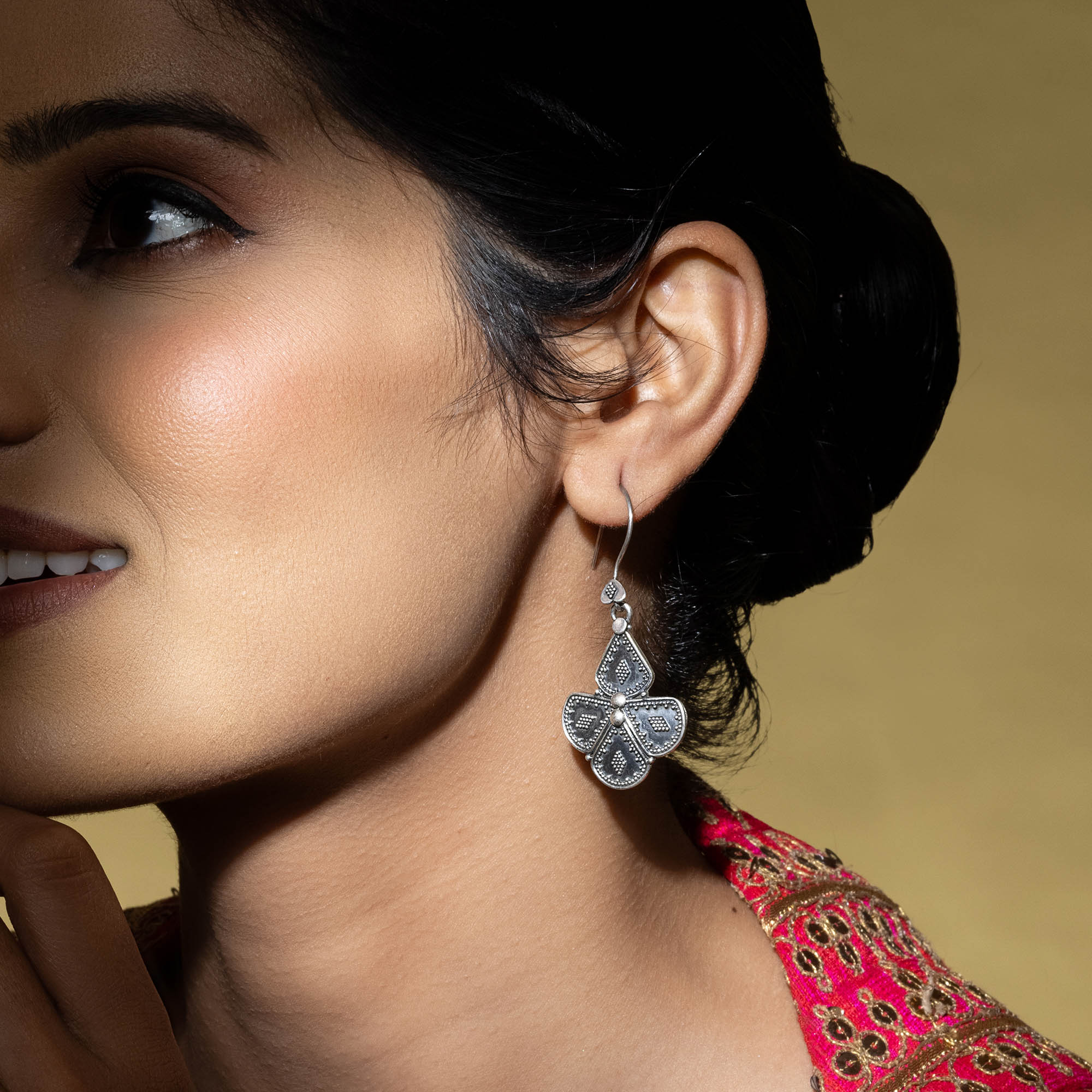 Petal Floral Silver Earrings