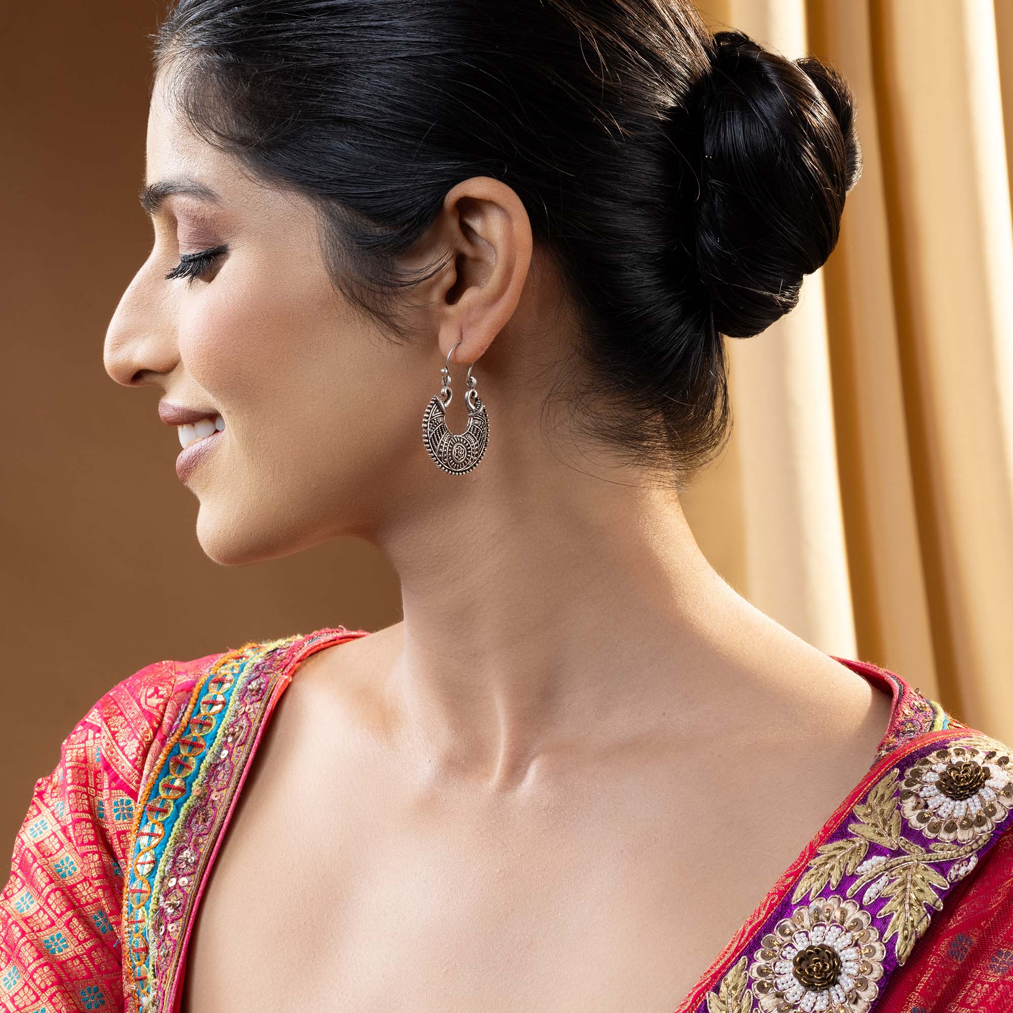 Silver Engraved Earrings