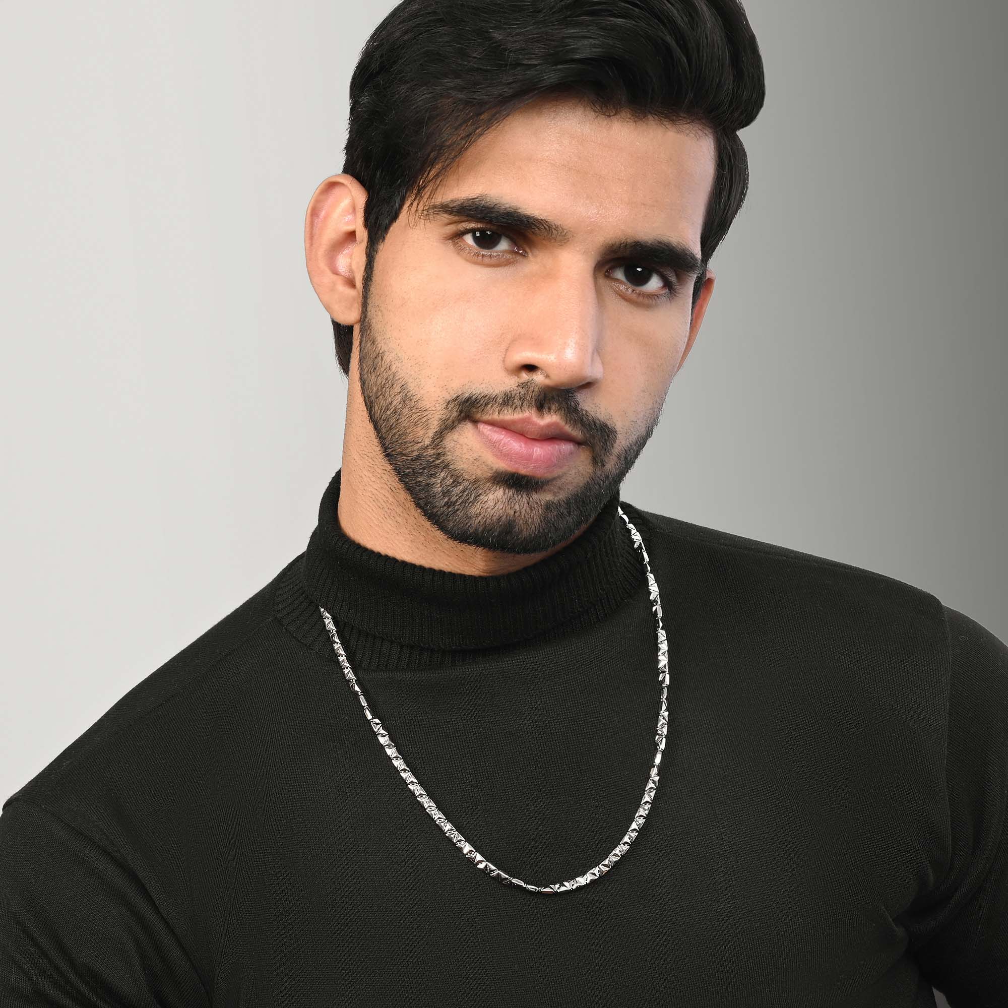 Faceted Link Silver Chain