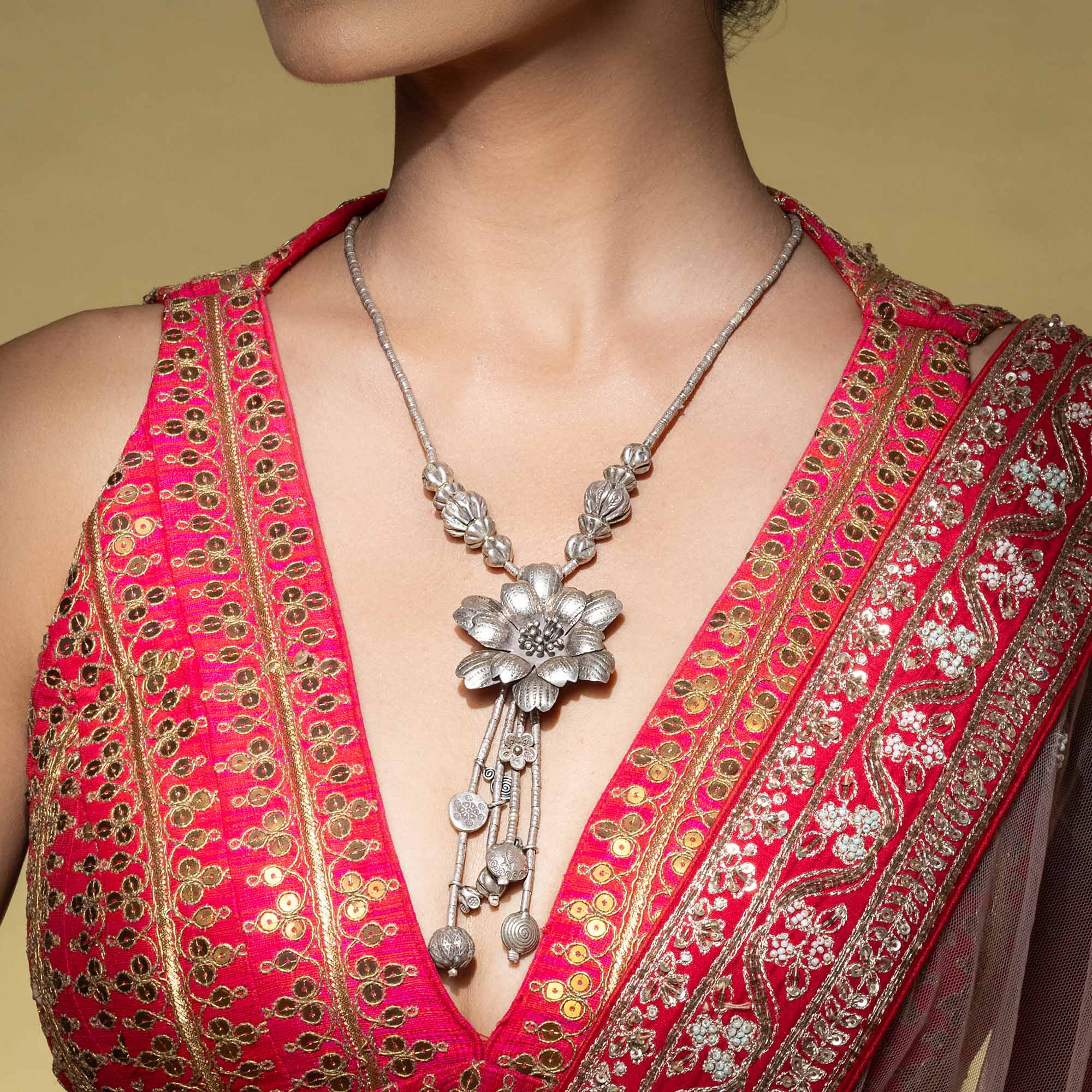 Dangling Charms Silver Necklace