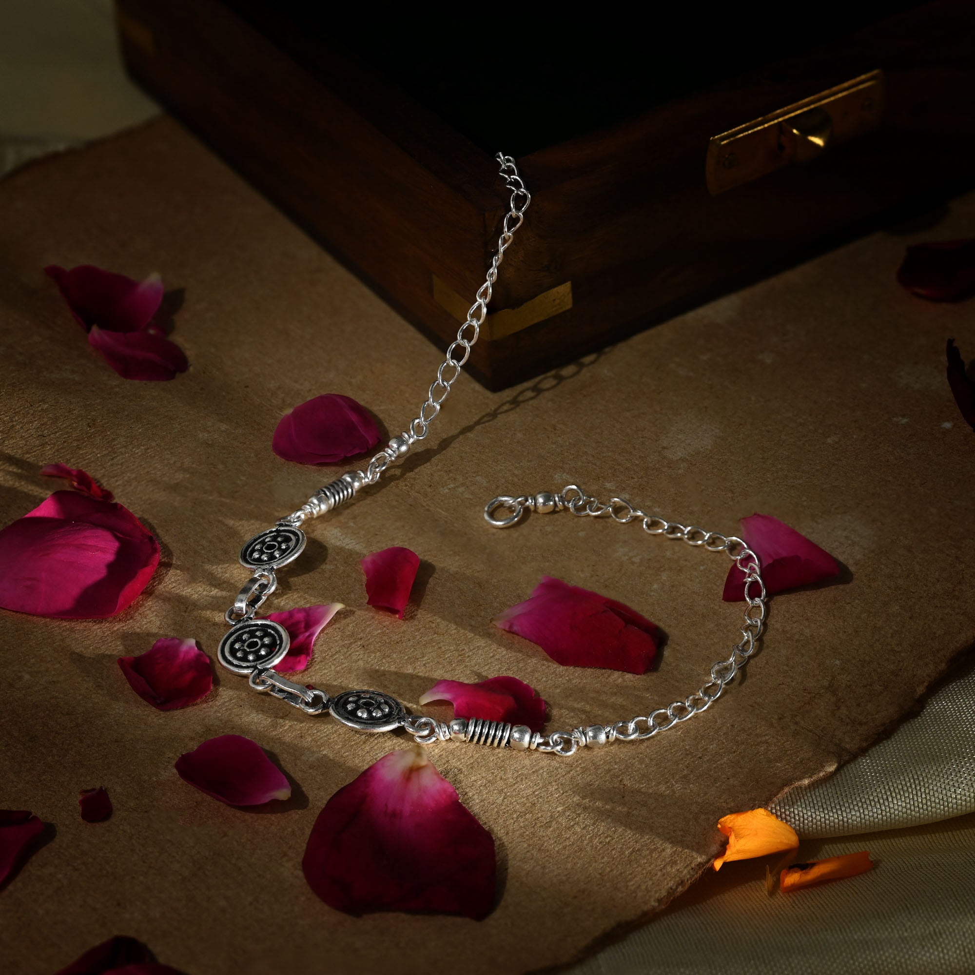 Ethereal Charm Silver Anklet