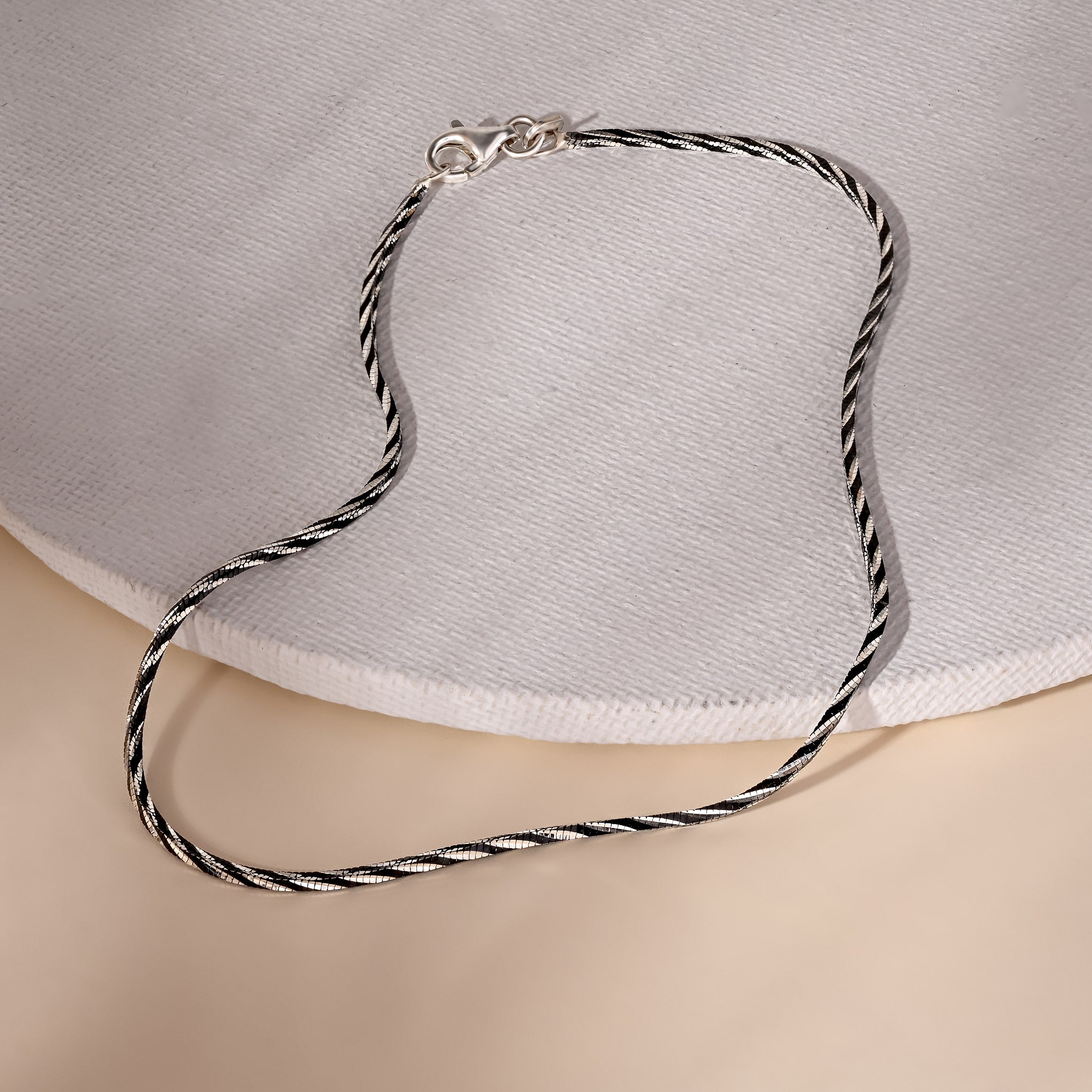 Twisted Enamel Silver Anklet