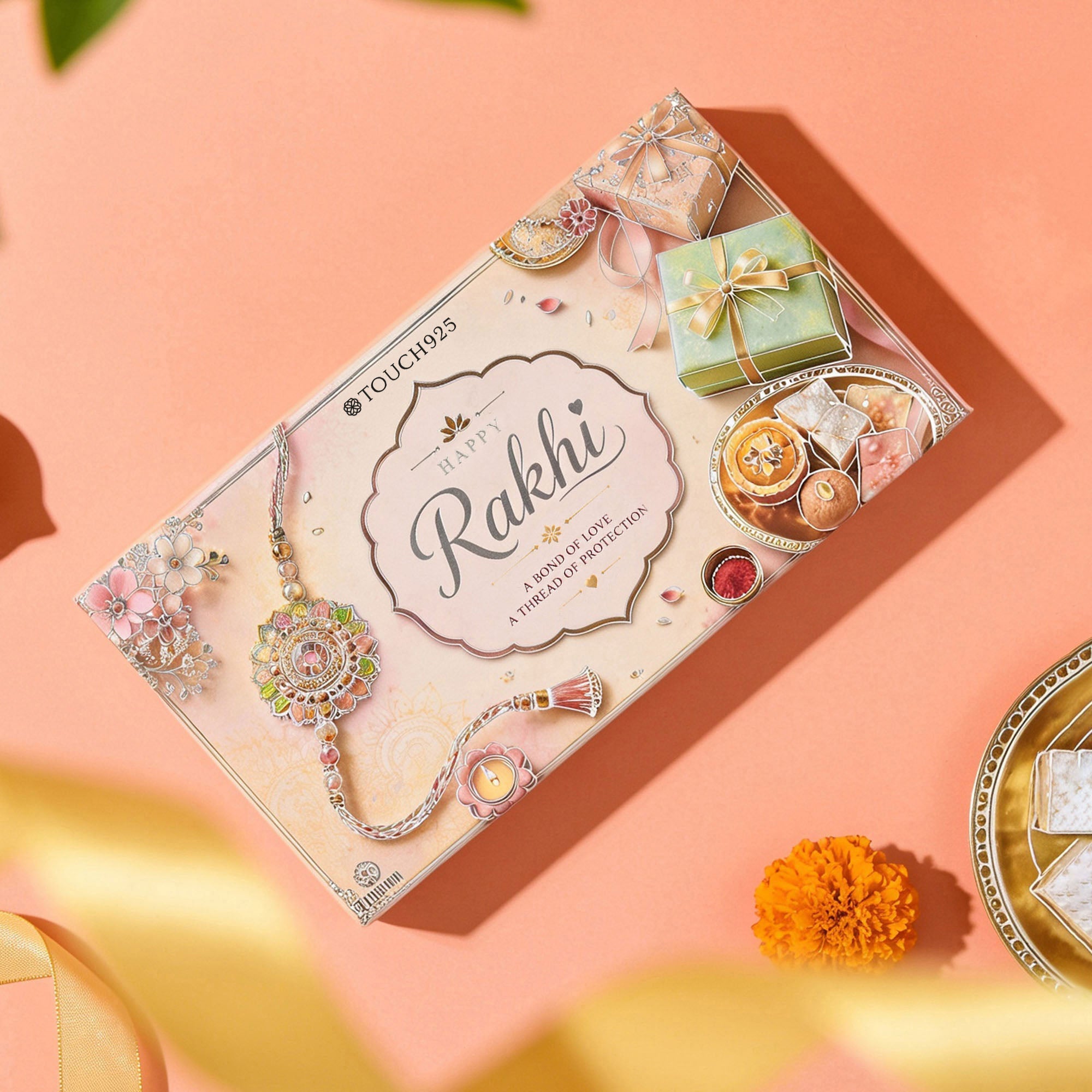 Om Silver Rakhi Gift Box