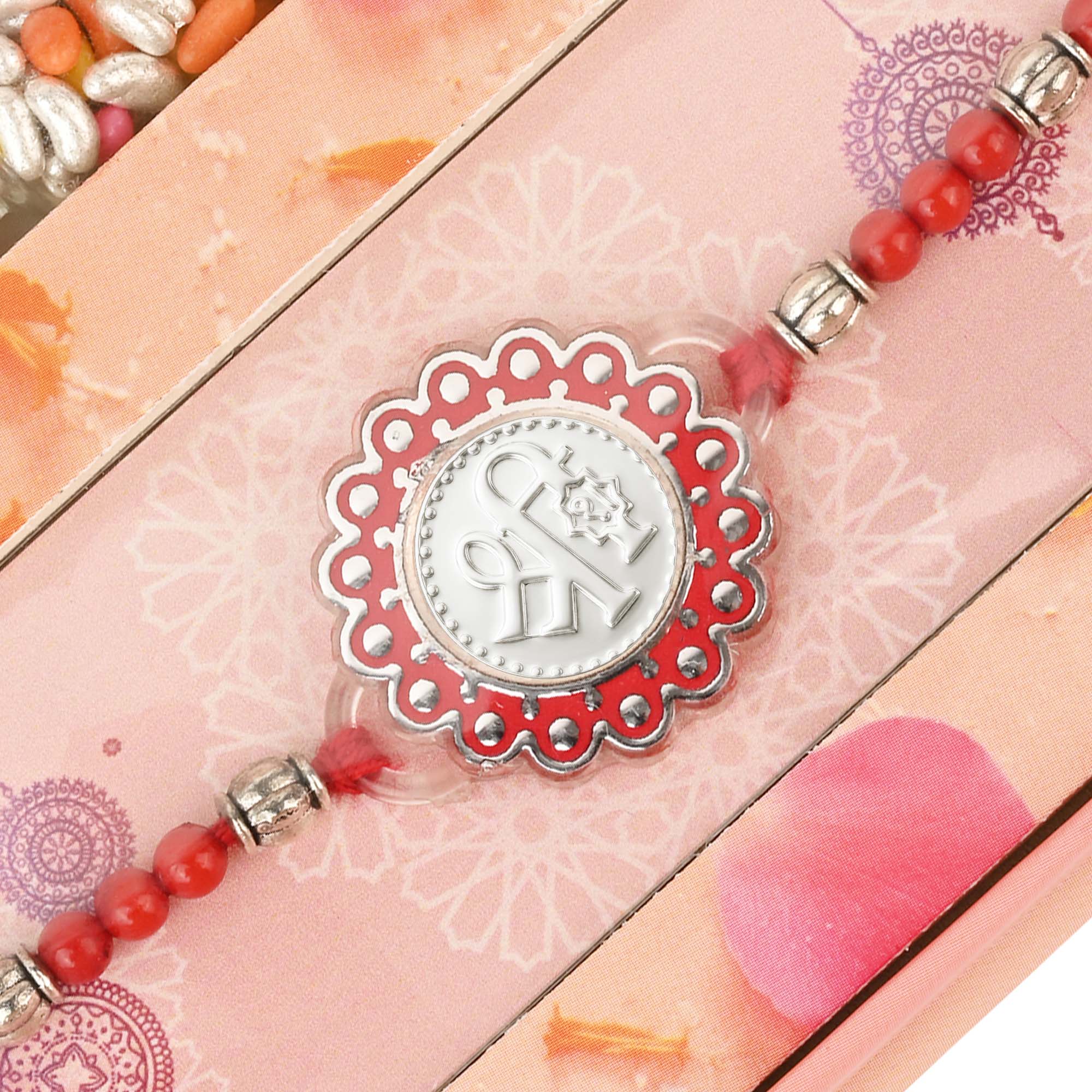 Om Silver Rakhi Gift Box